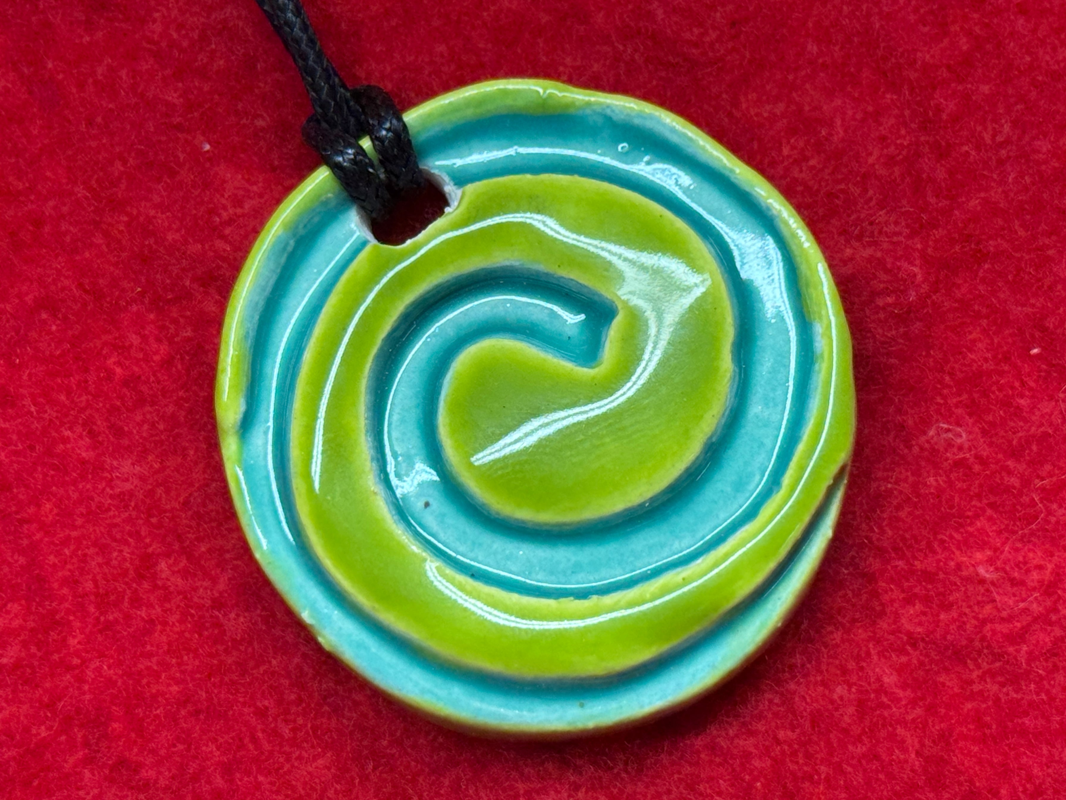 spiral necklace - blue & green