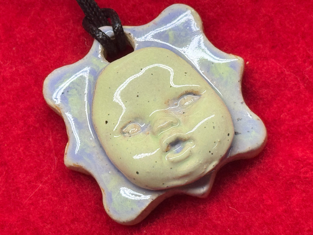 baby face necklace - purple & green