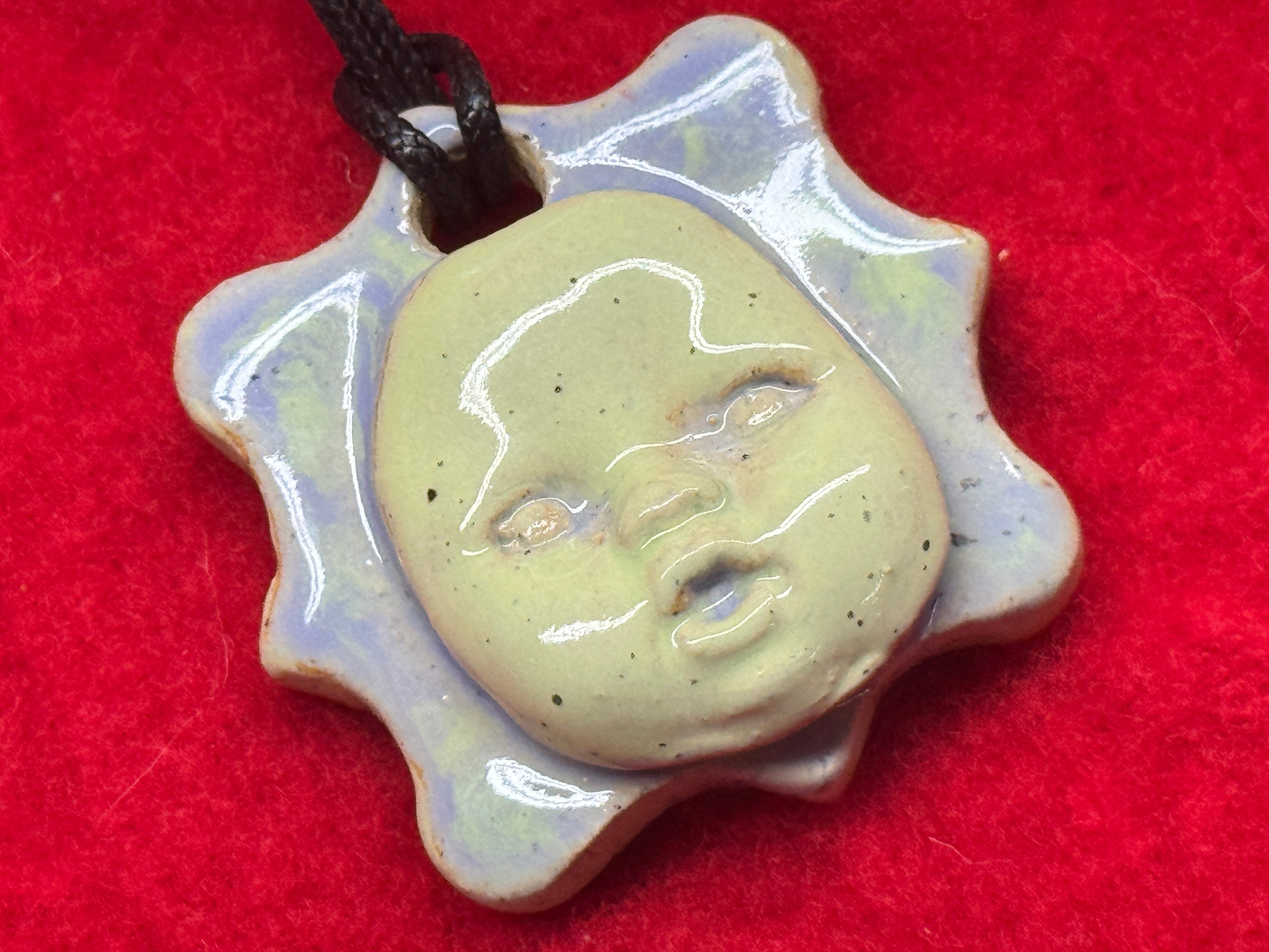 baby face necklace - purple & green