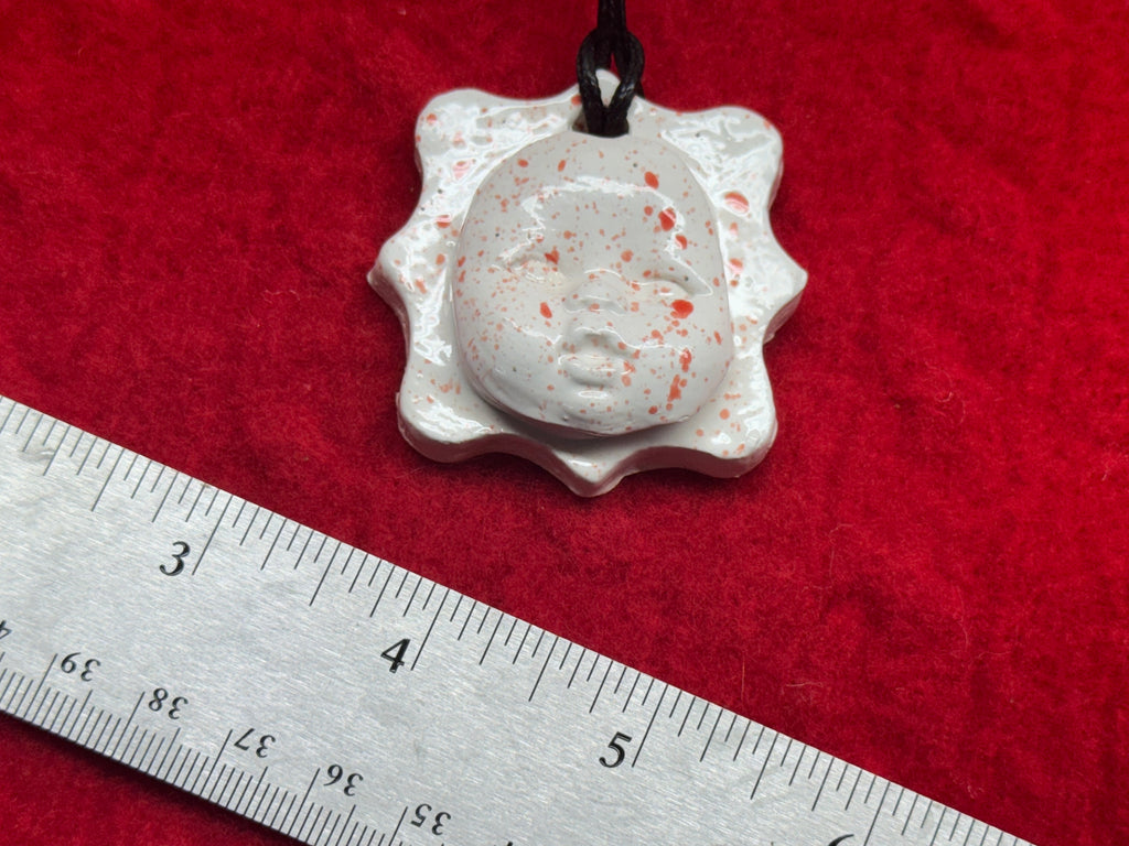 baby face necklace - white & red