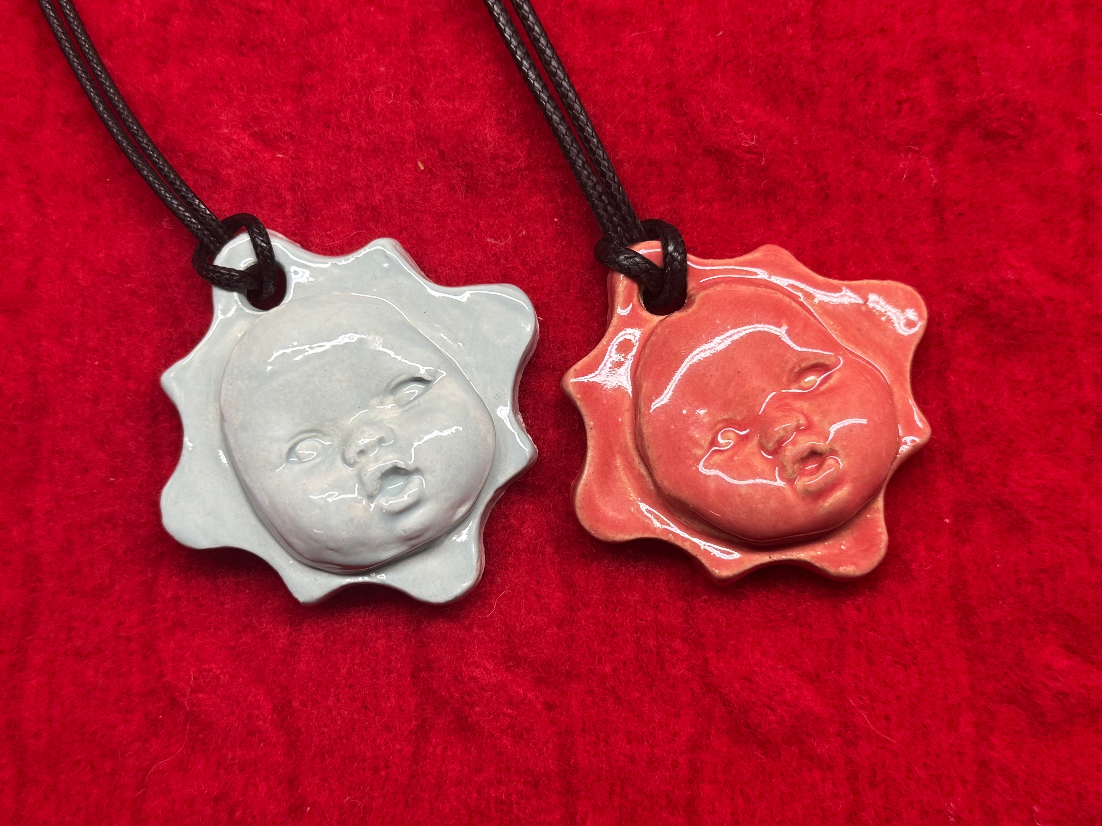 baby face necklace - coral