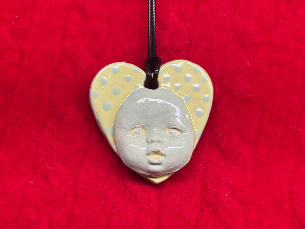 baby face necklace - pastel blue & green