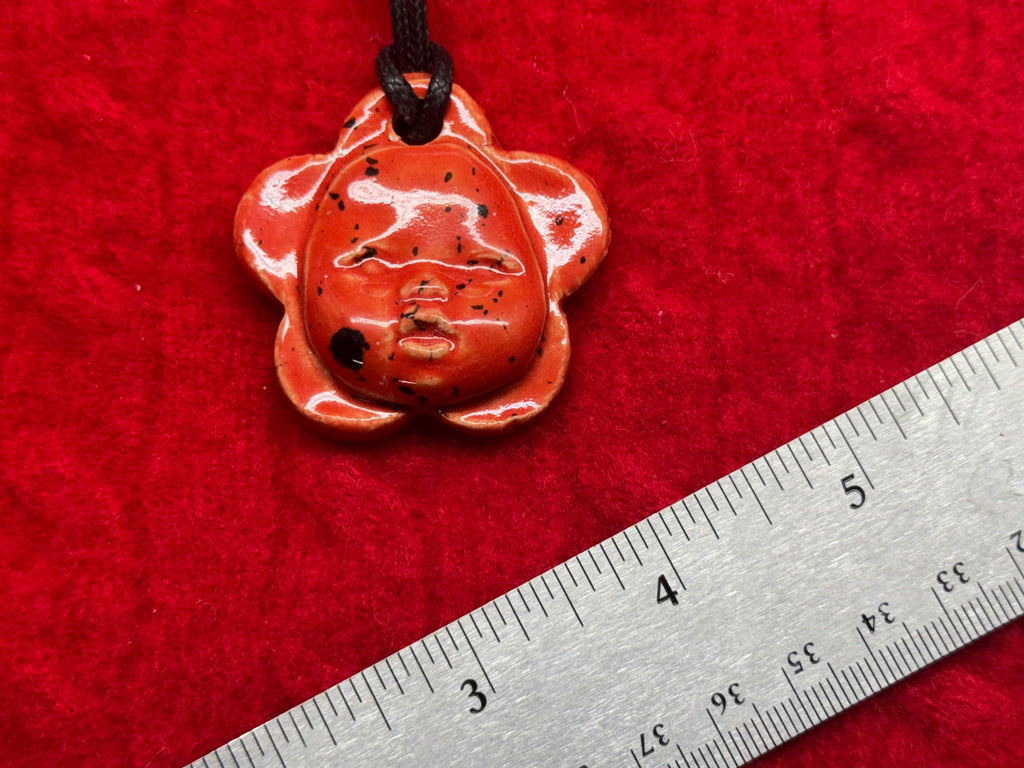 baby face necklace - red & black
