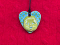 baby face necklace - green & blue