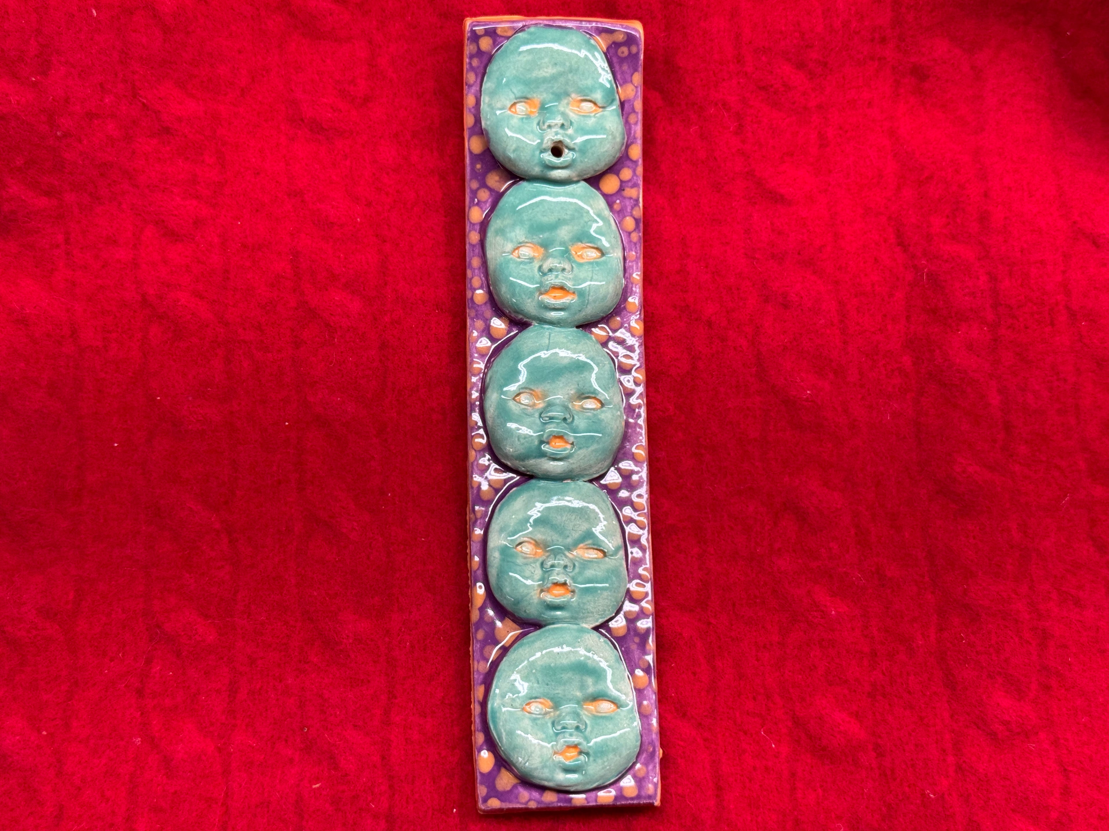 baby face incense holder - purple, blue, orange