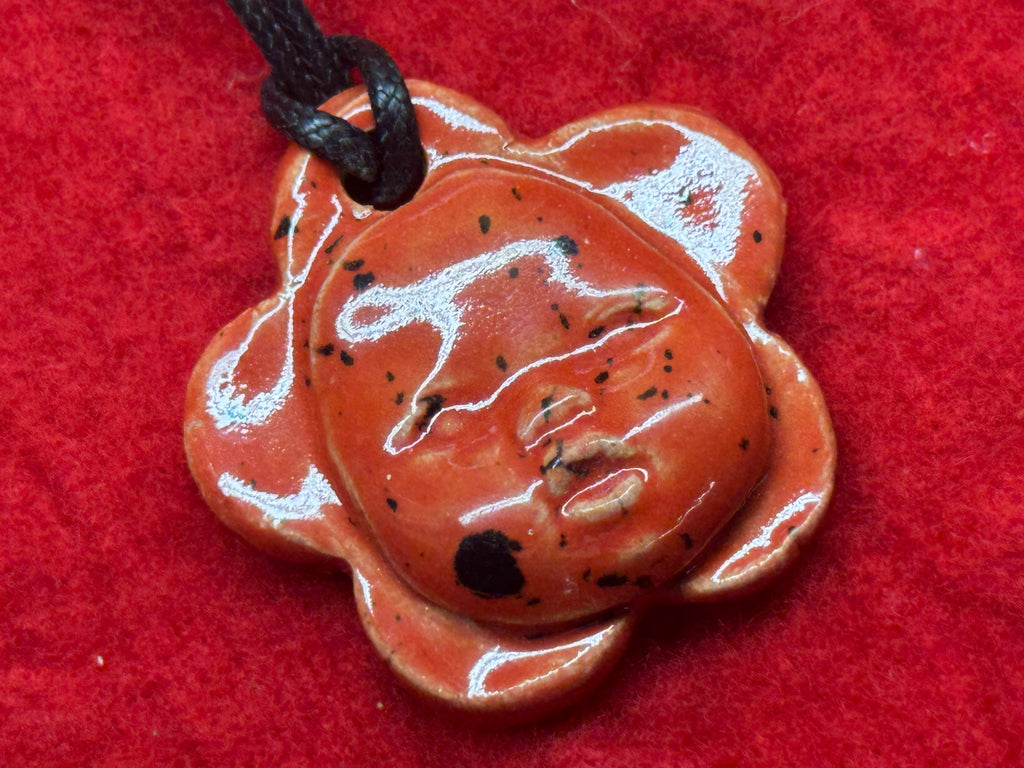 baby face necklace - red & black