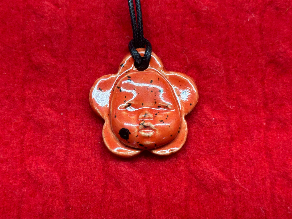 baby face necklace - red & black