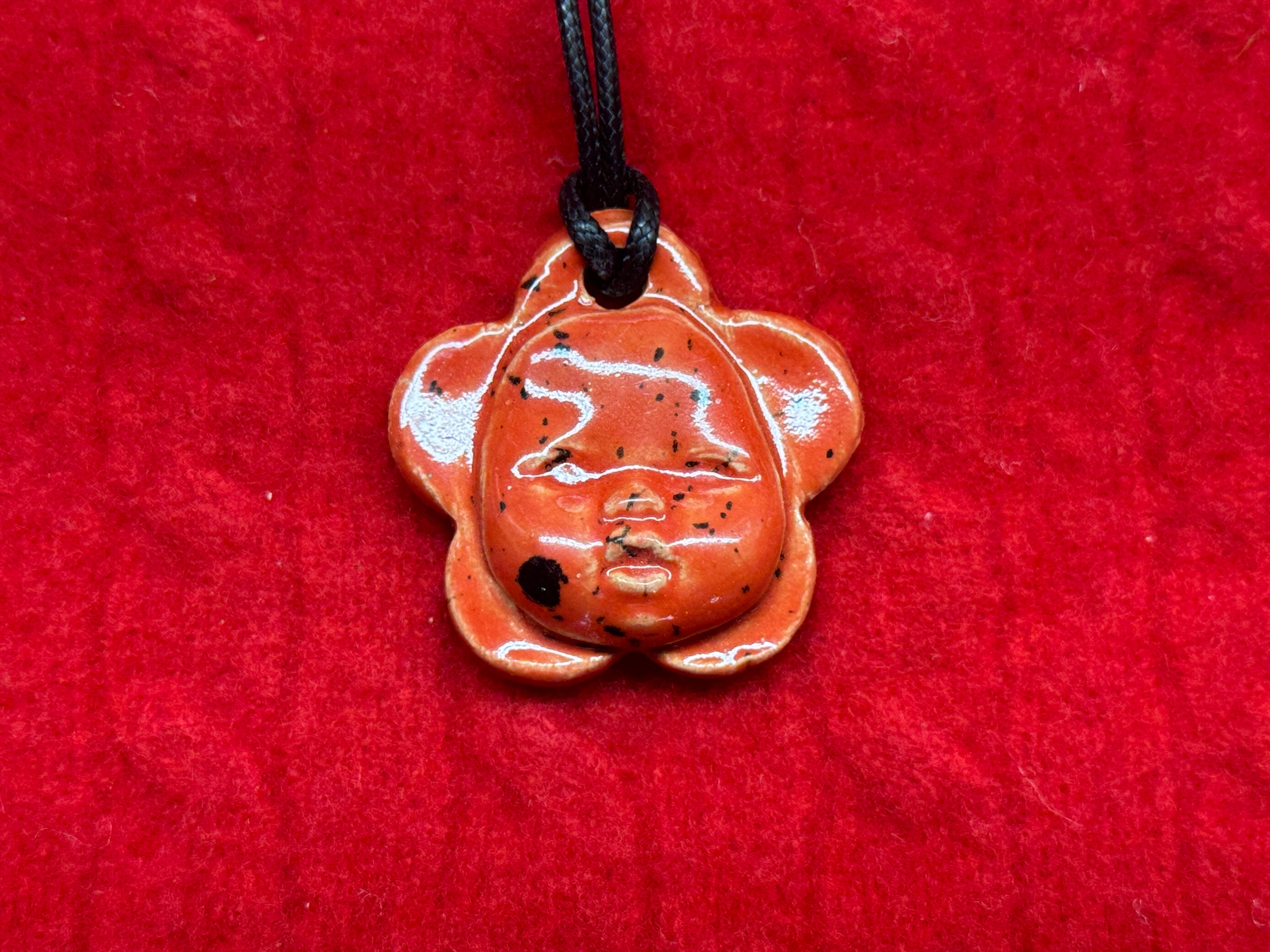 baby face necklace - red & black