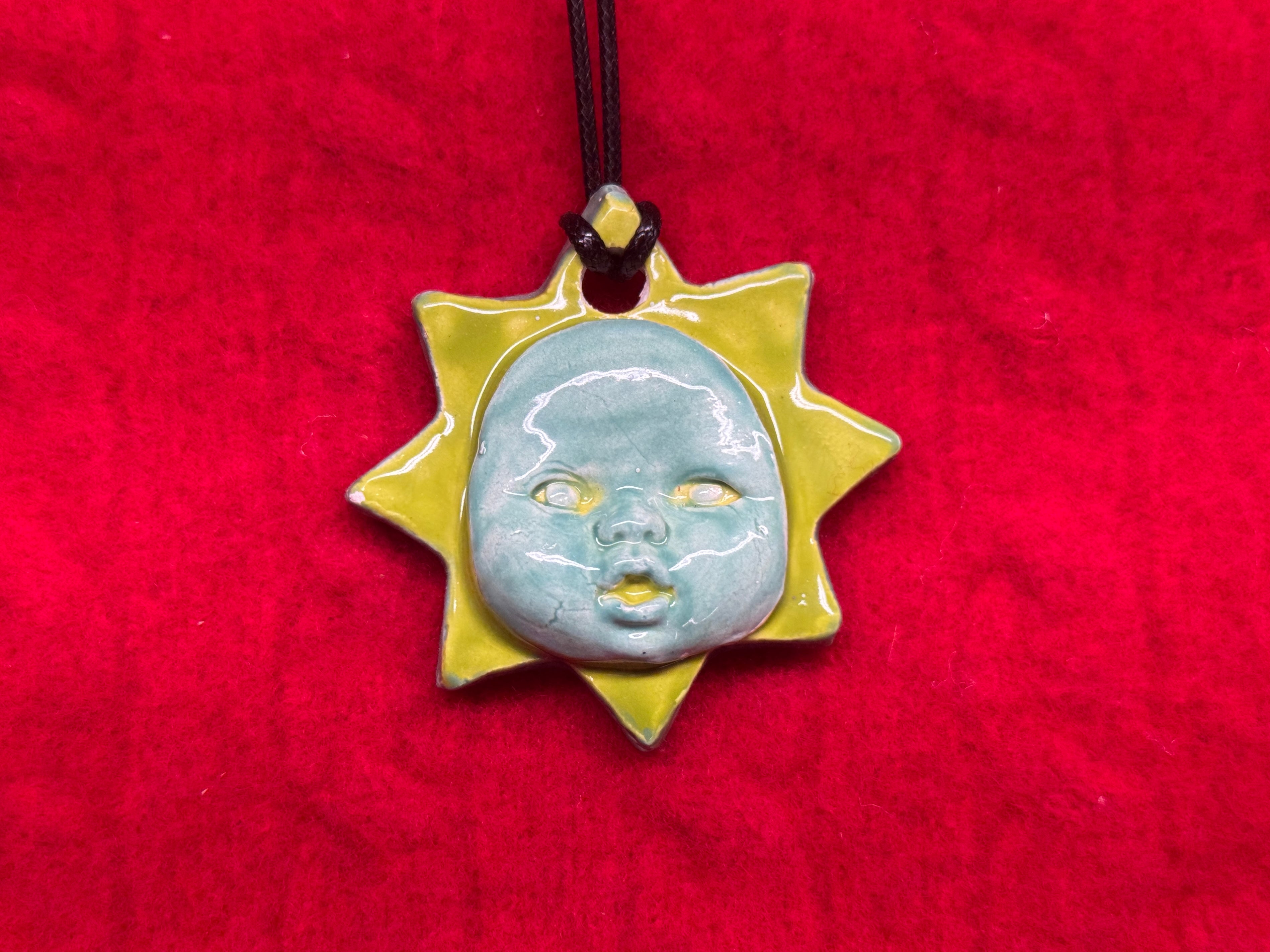 baby face necklace - blue & green
