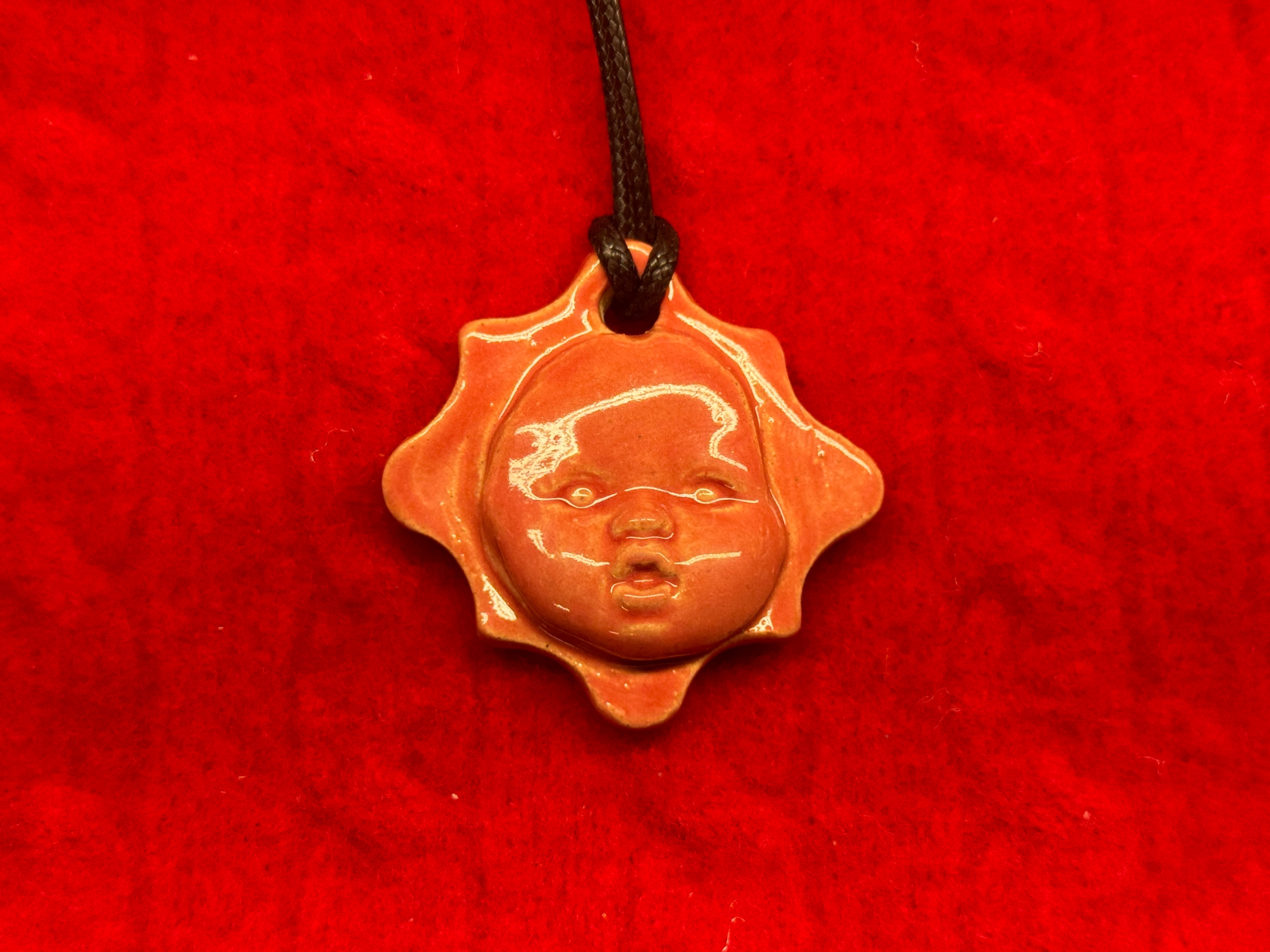 baby face necklace - coral