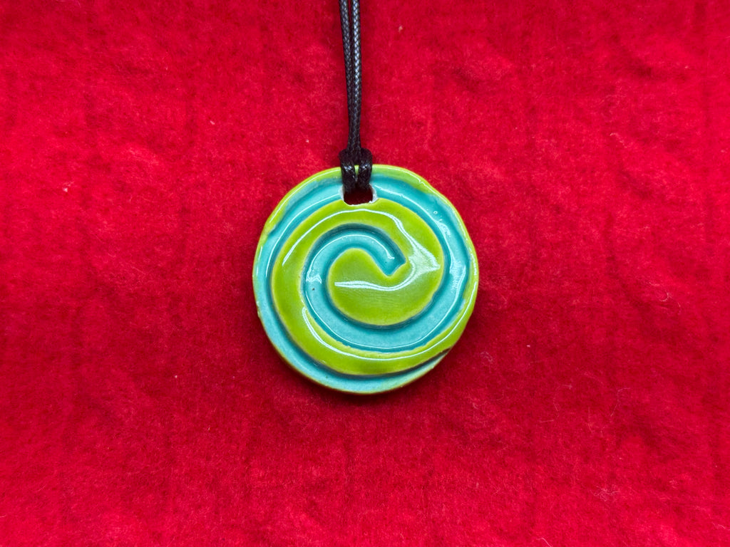 spiral necklace - blue & green