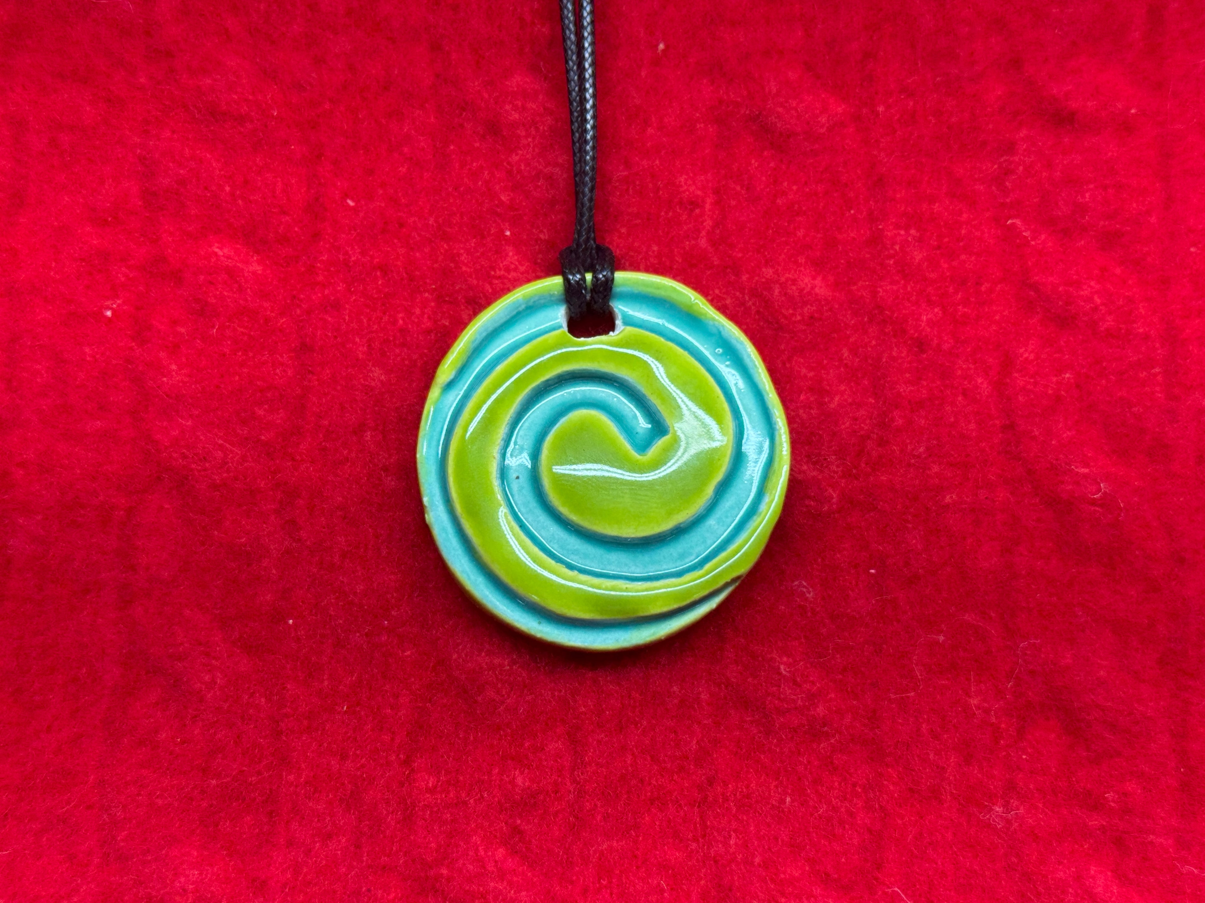 spiral necklace - blue & green