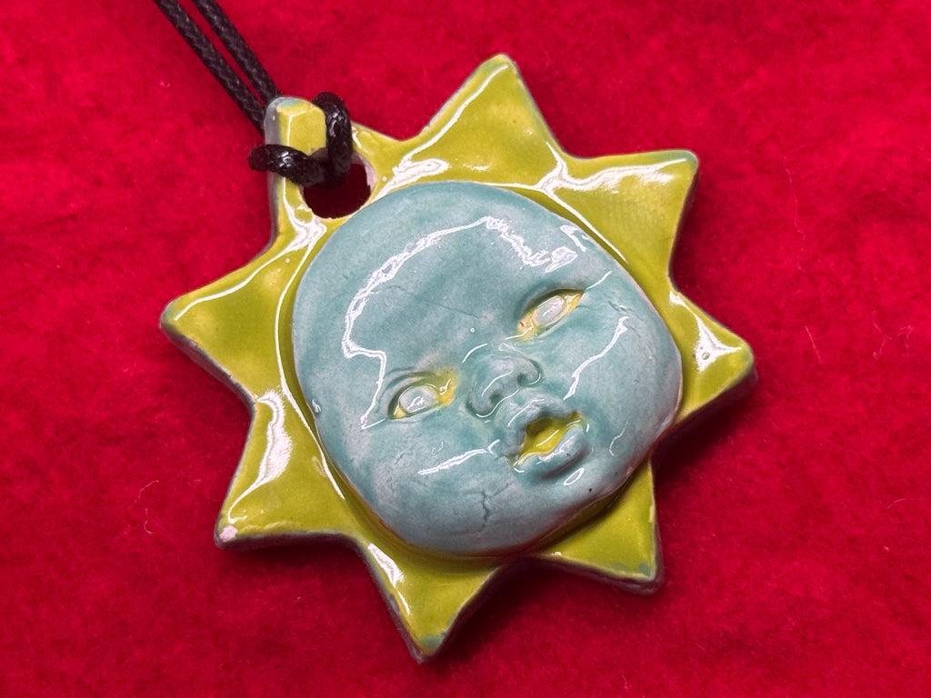 baby face necklace - blue & green