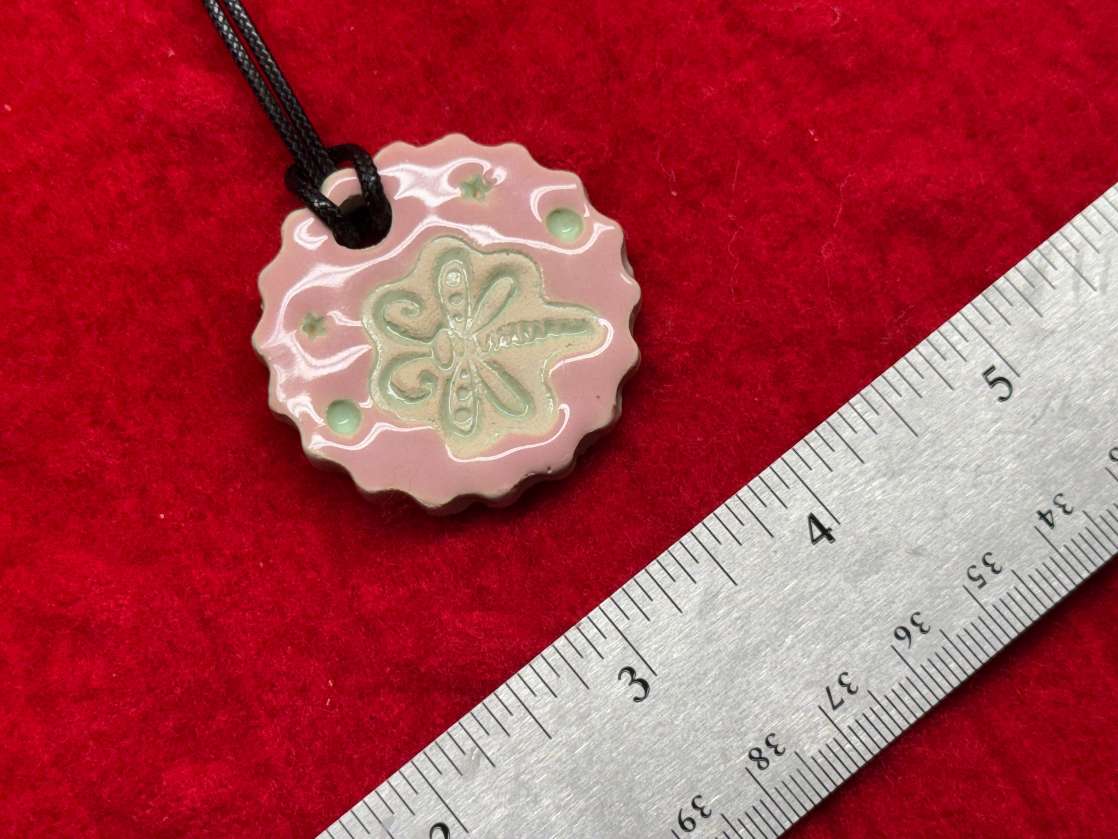 dragonfly necklace - blue & pink