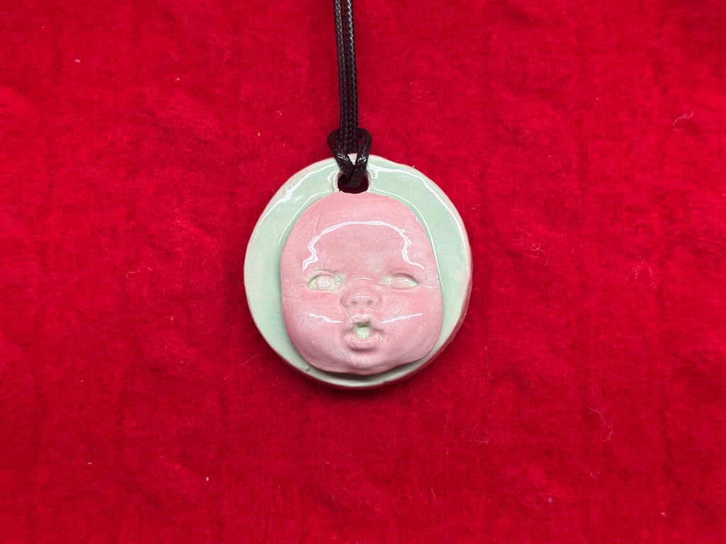 baby face necklace - pastel pink & blue