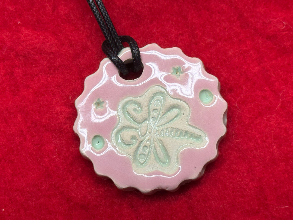 dragonfly necklace - blue & pink