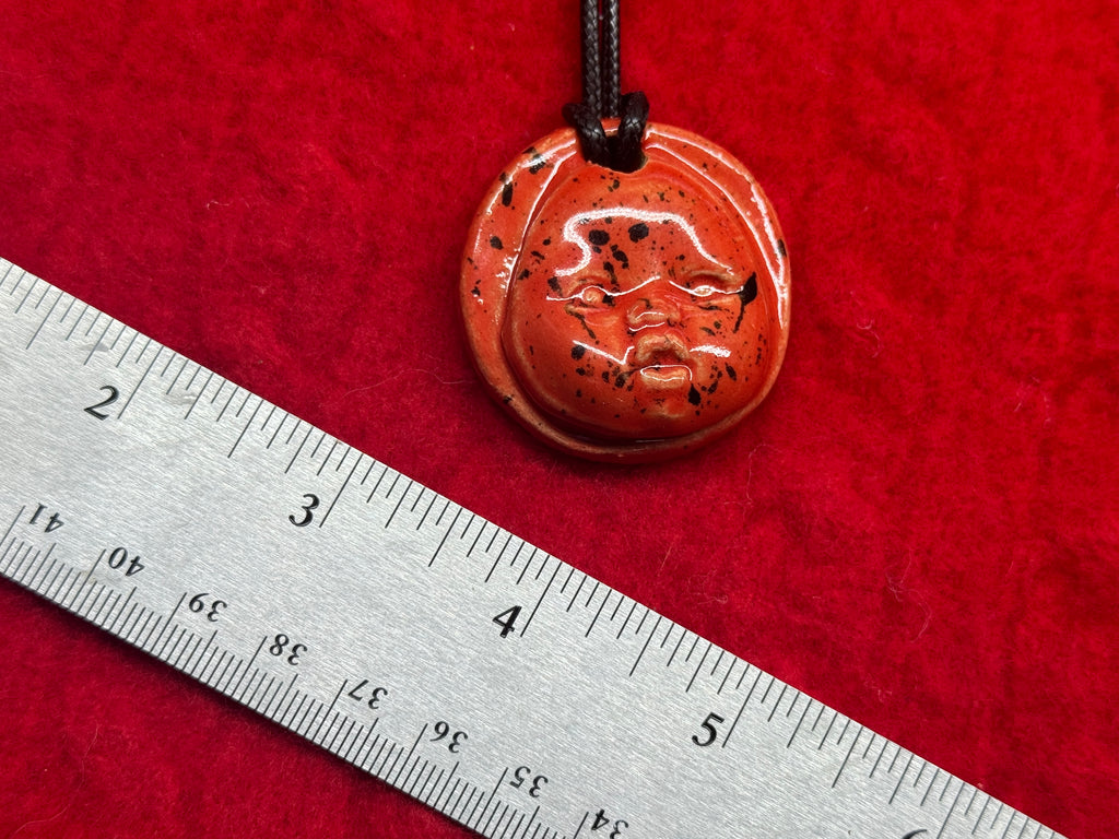 baby face necklace - red & black