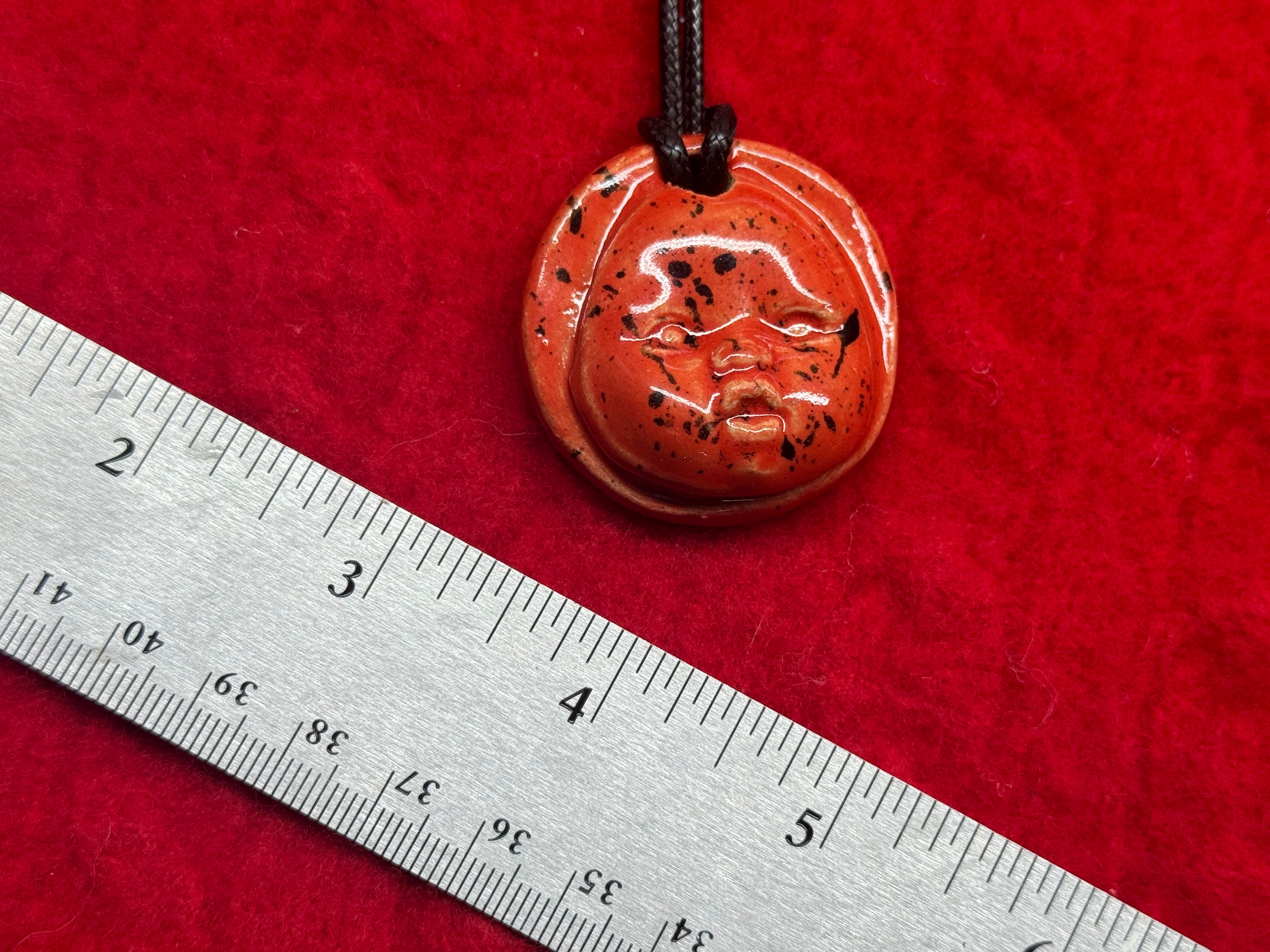 baby face necklace - red & black
