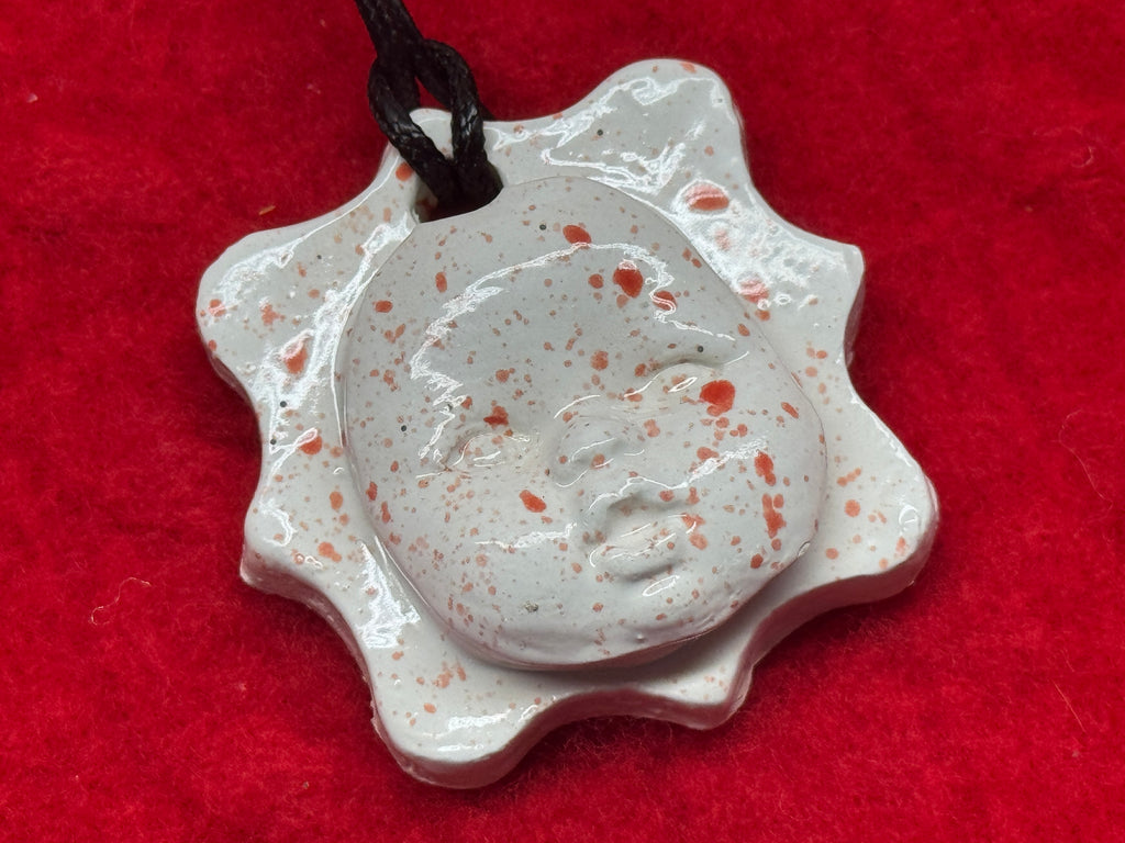 baby face necklace - white & red