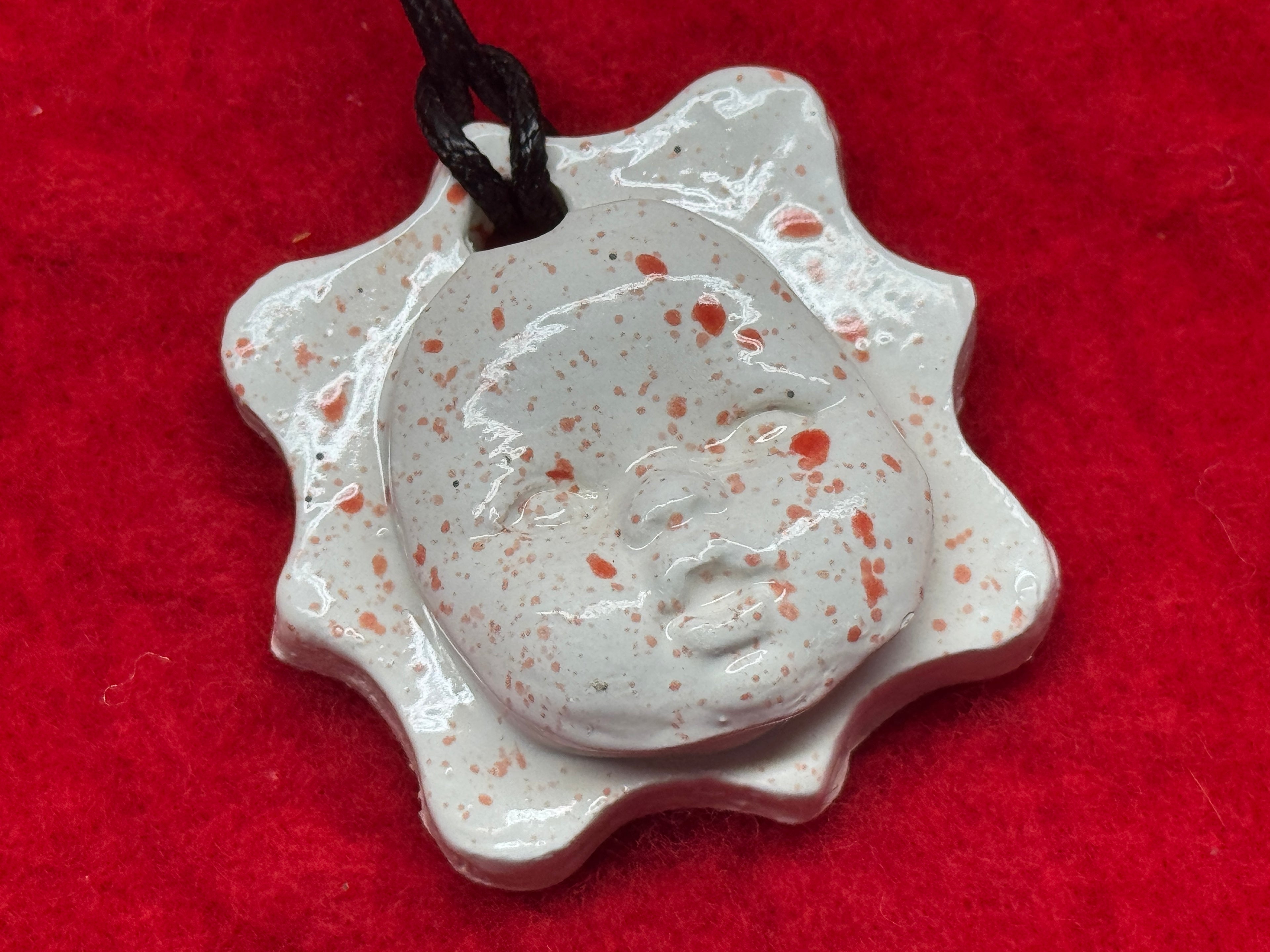 baby face necklace - white & red