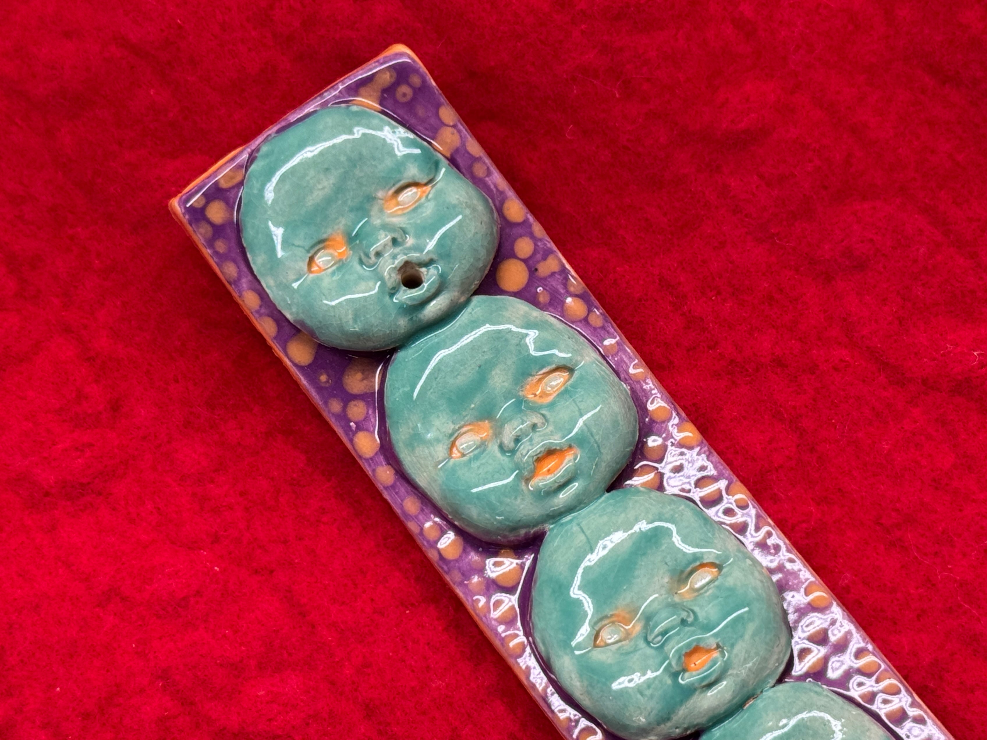 baby face incense holder - purple, blue, orange