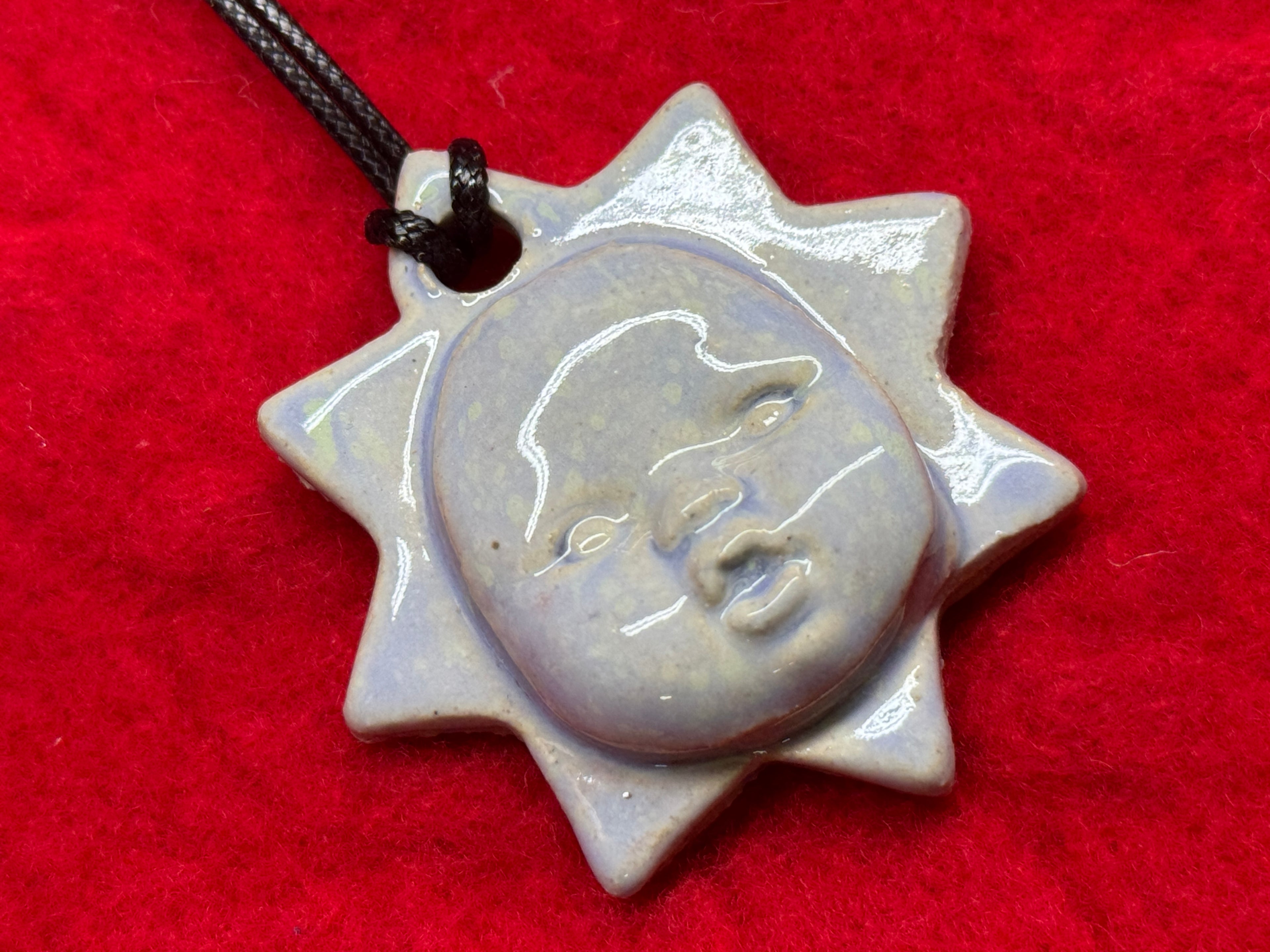 baby face necklace - purple & green