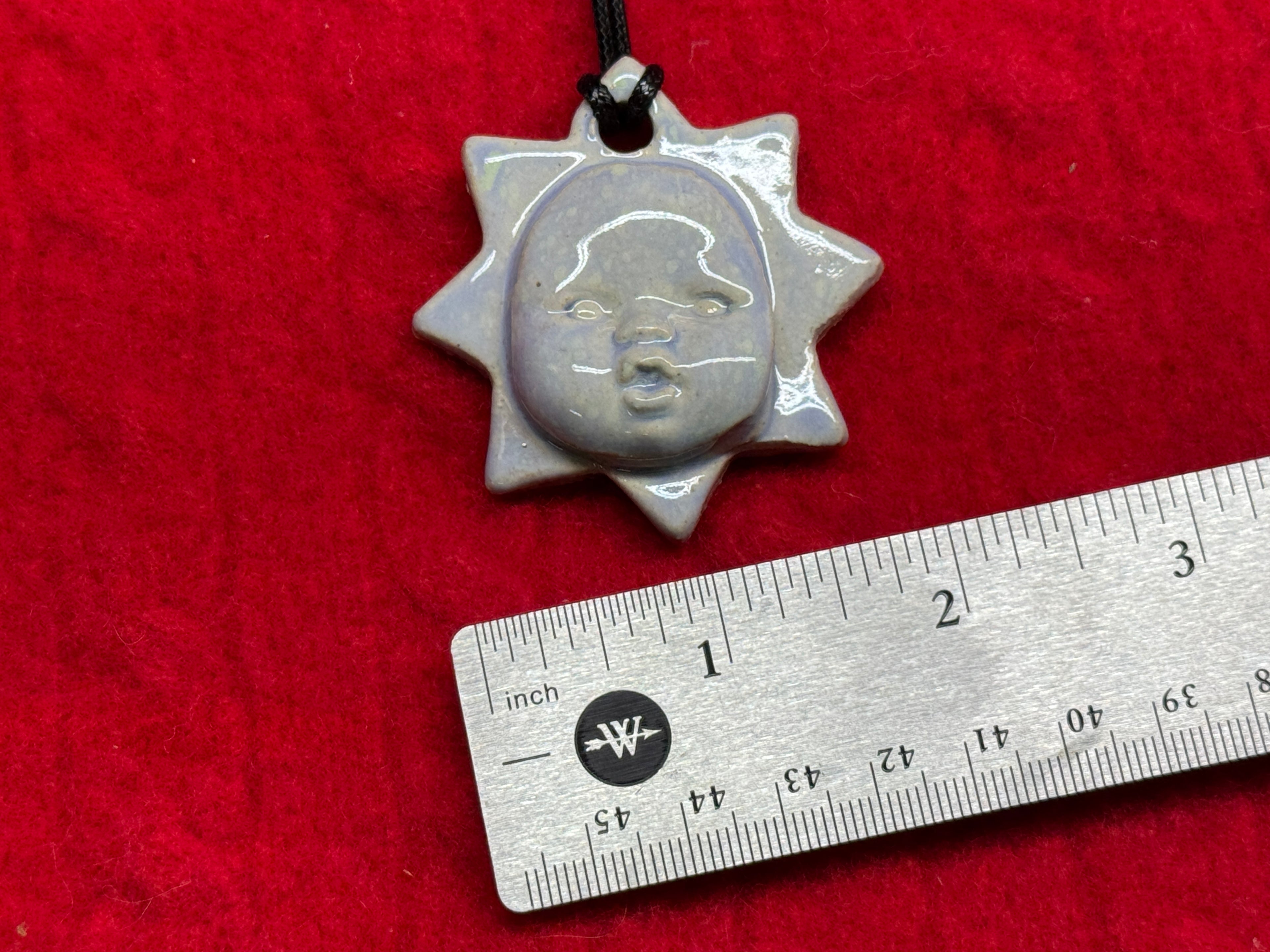 baby face necklace - purple & green