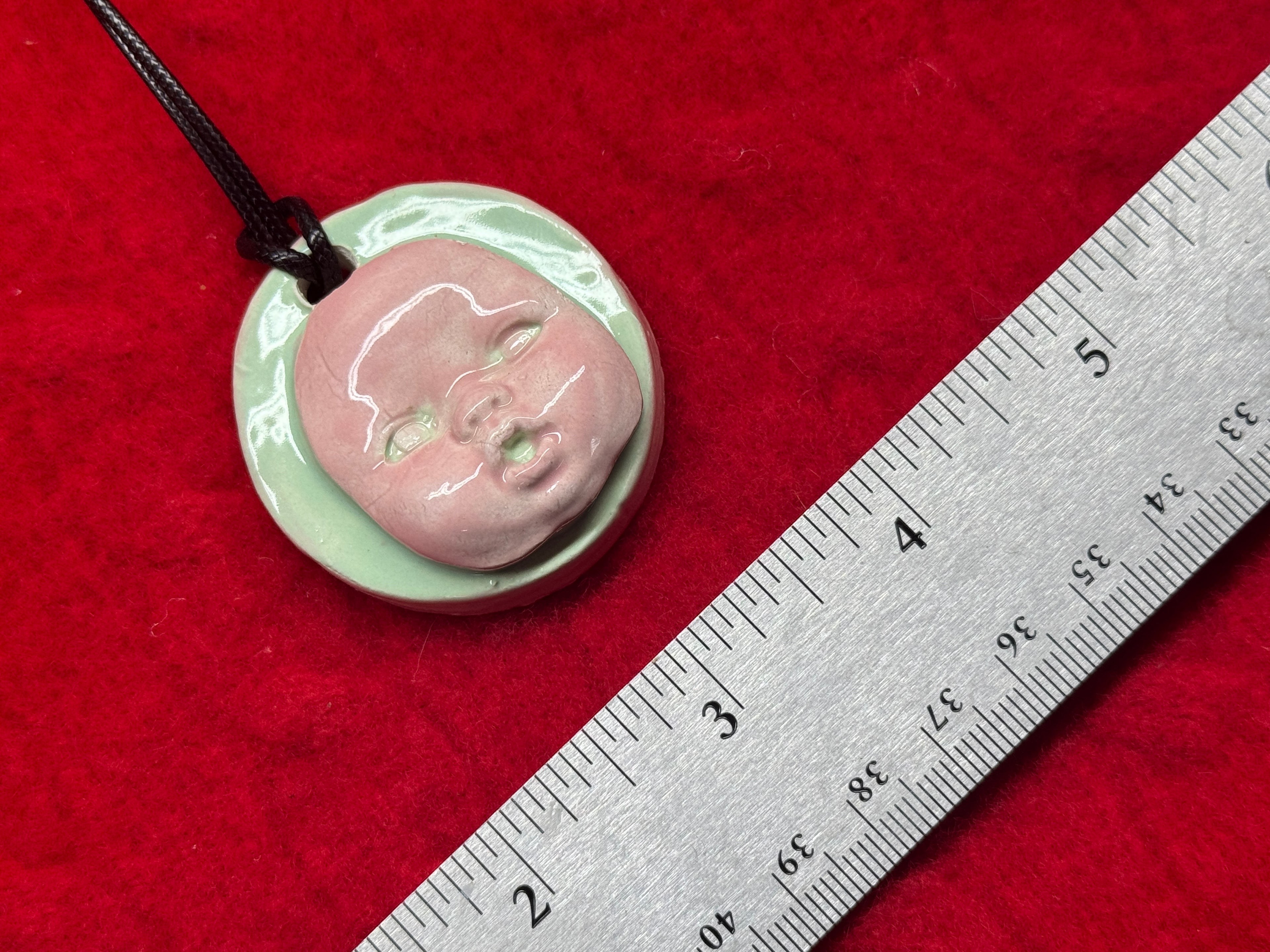 baby face necklace - pastel pink & blue