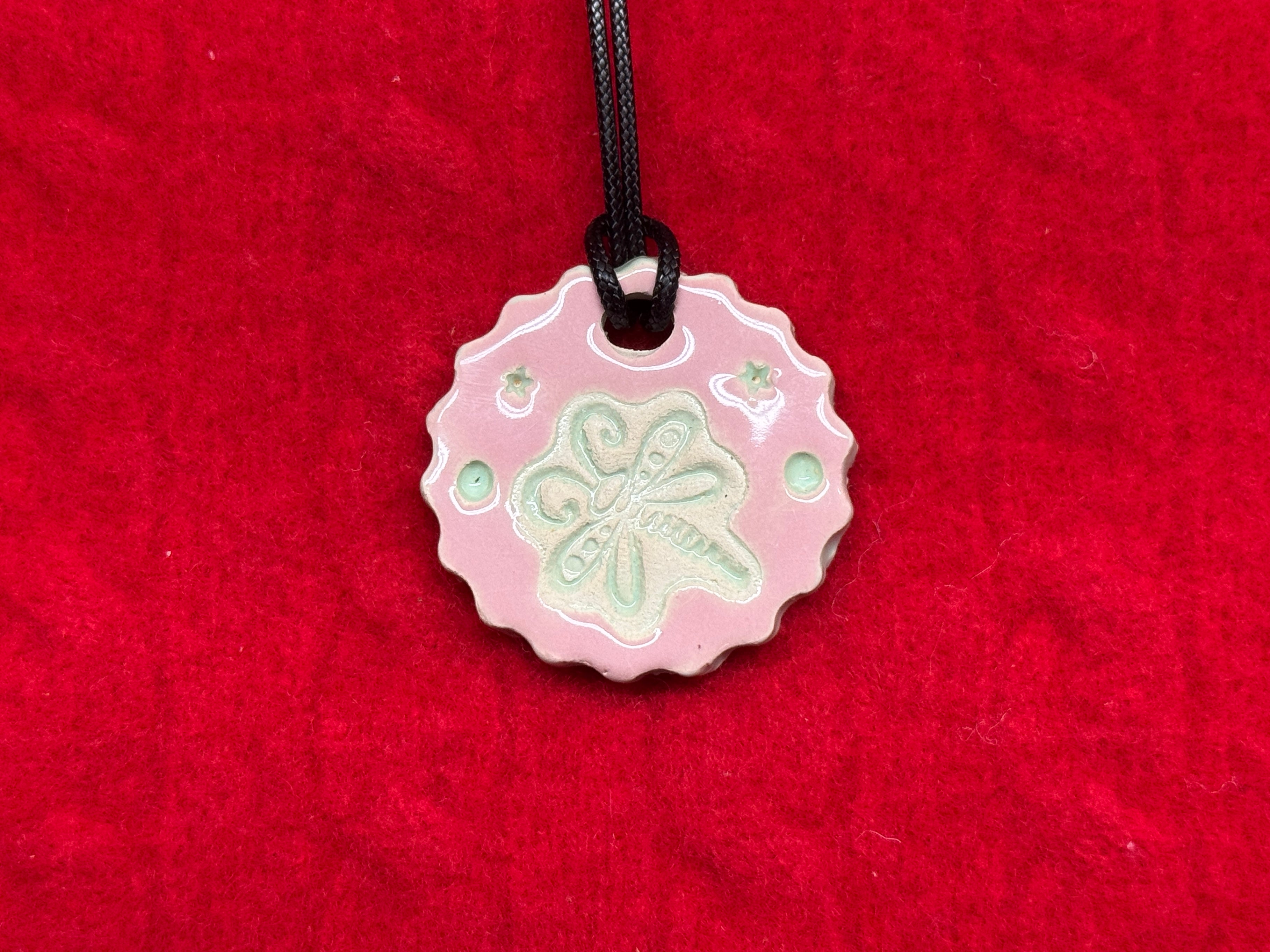 dragonfly necklace - blue & pink