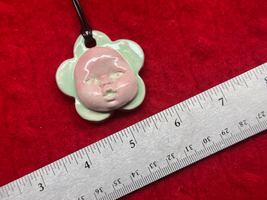 baby face necklace - pastel pink & blue