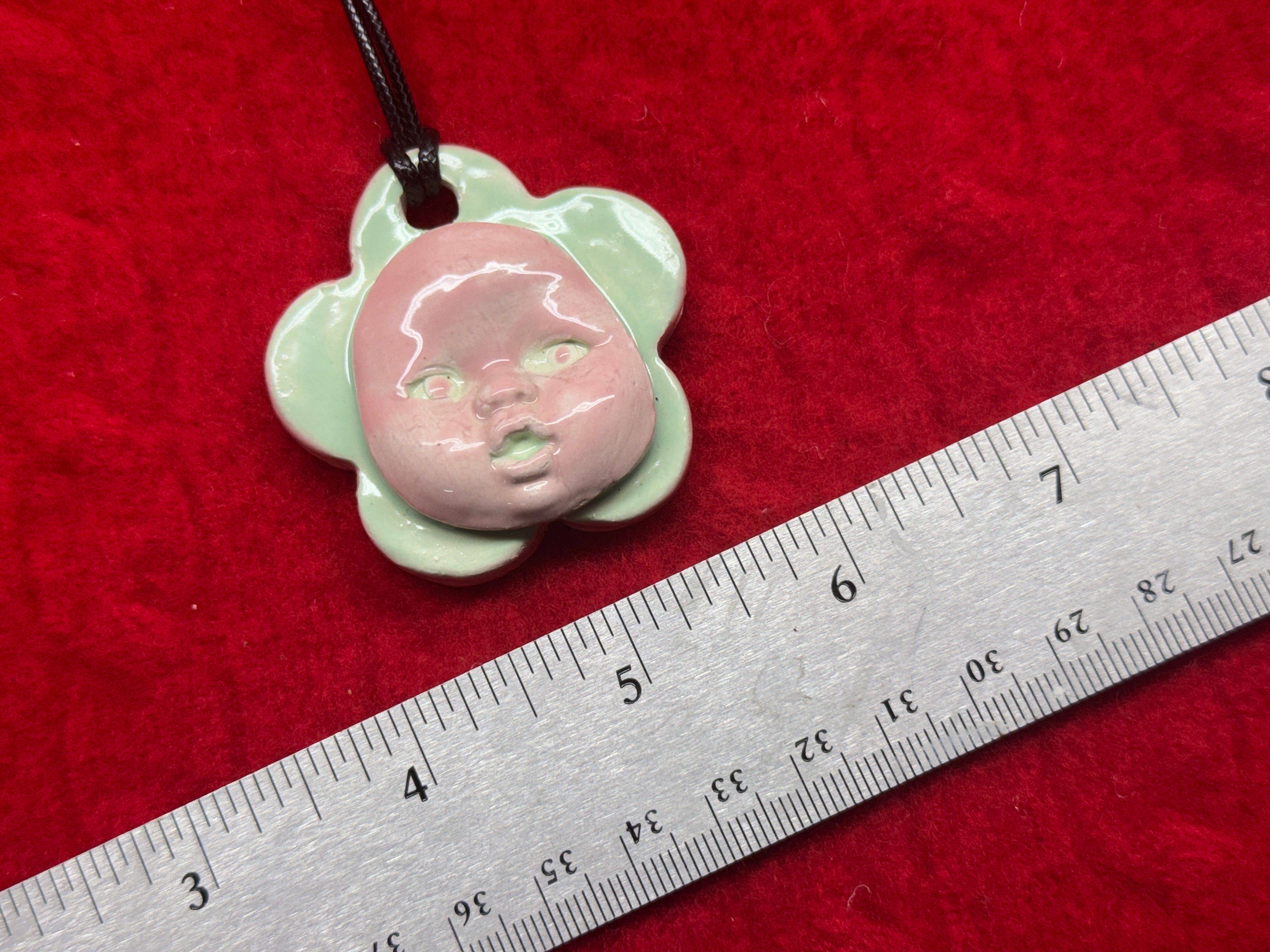 baby face necklace - pastel pink & blue