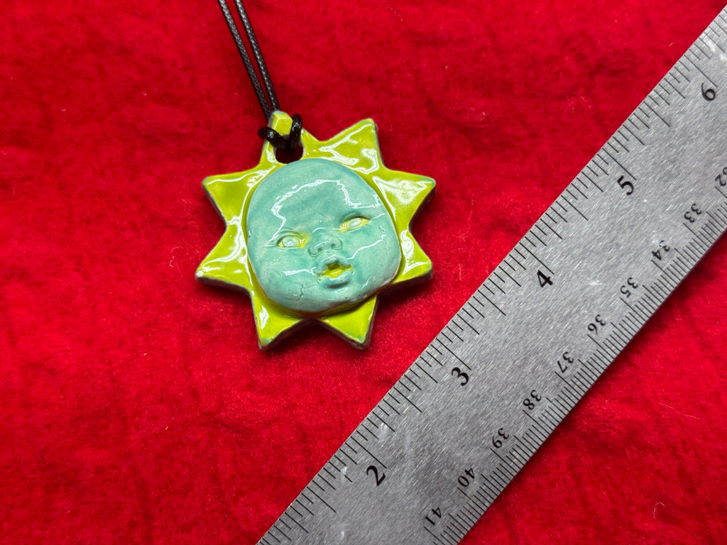 baby face necklace - blue & green