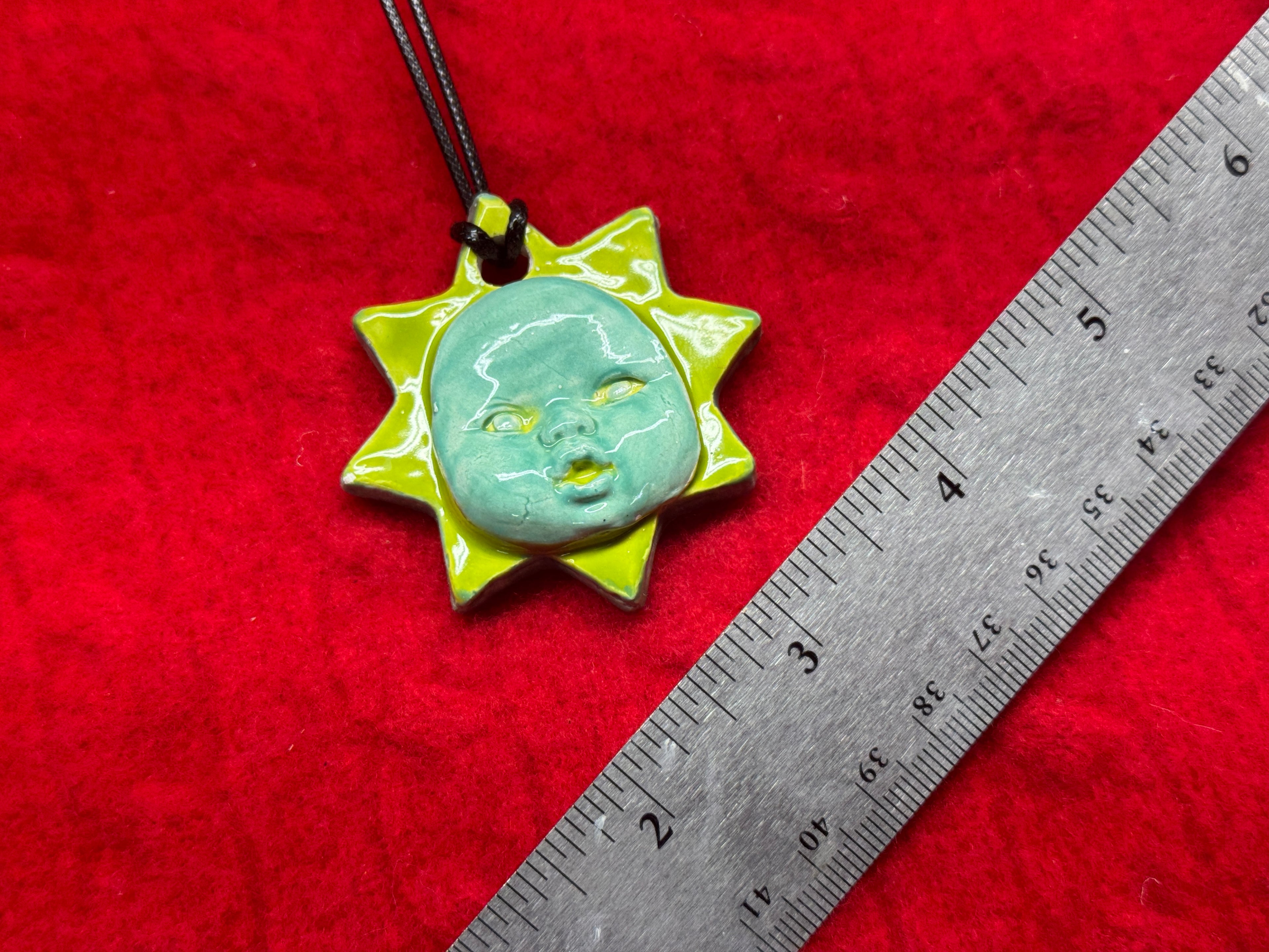 baby face necklace - blue & green