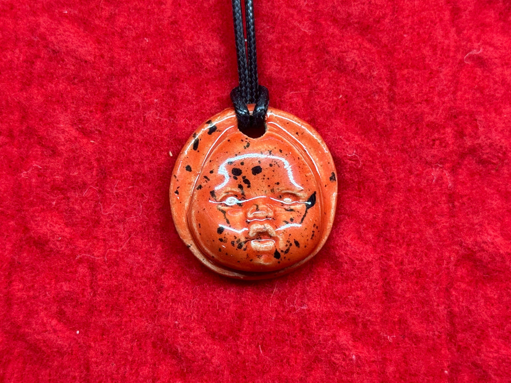 baby face necklace - red & black