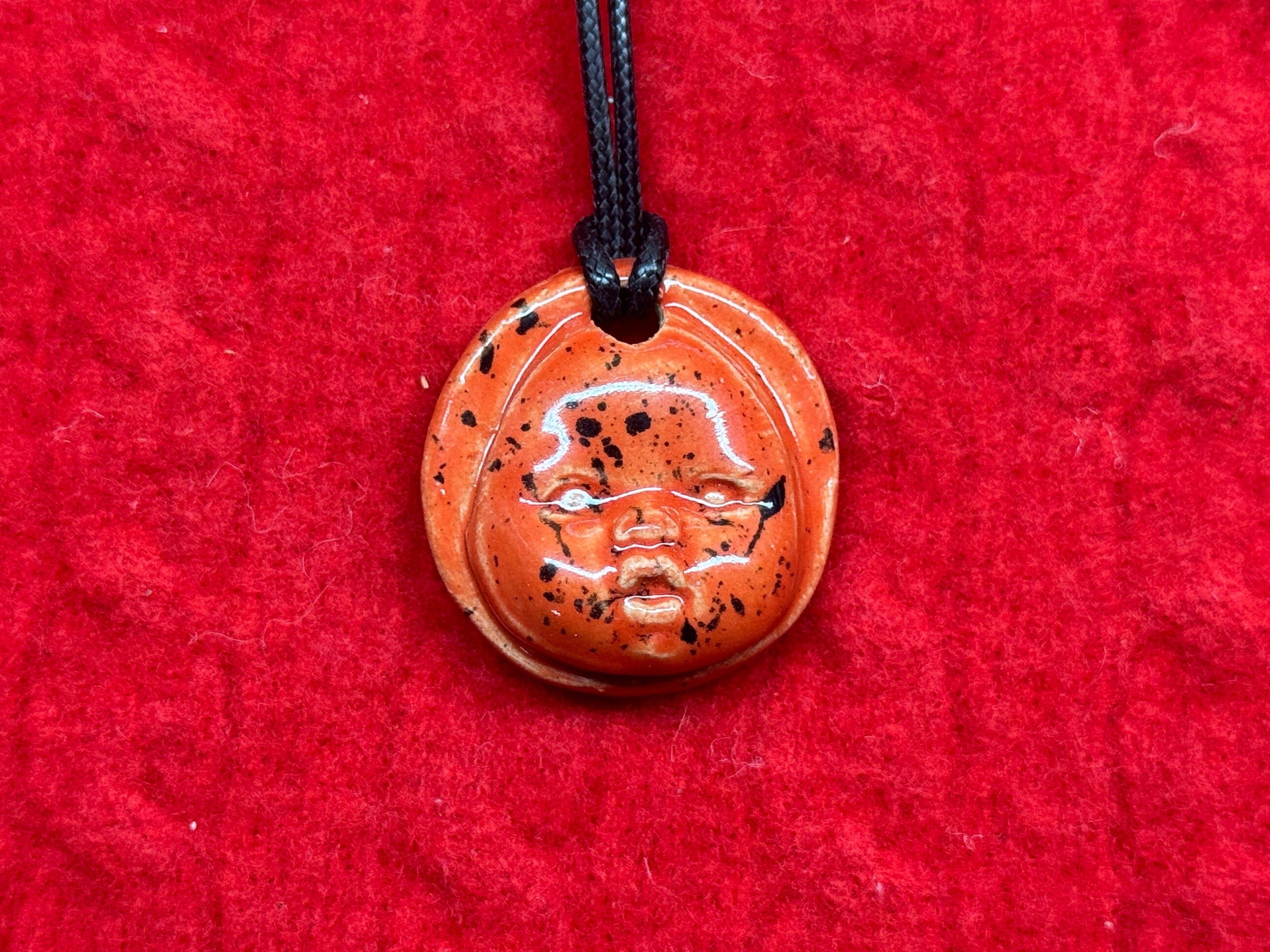 baby face necklace - red & black