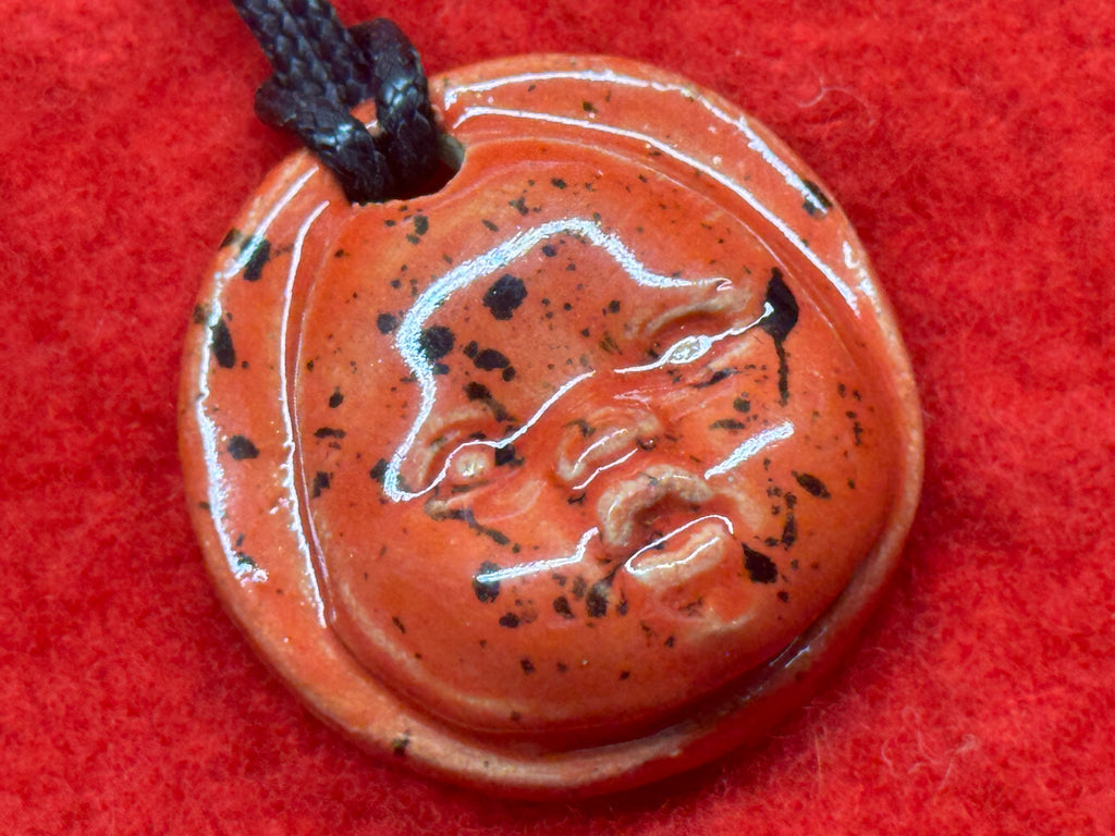 baby face necklace - red & black