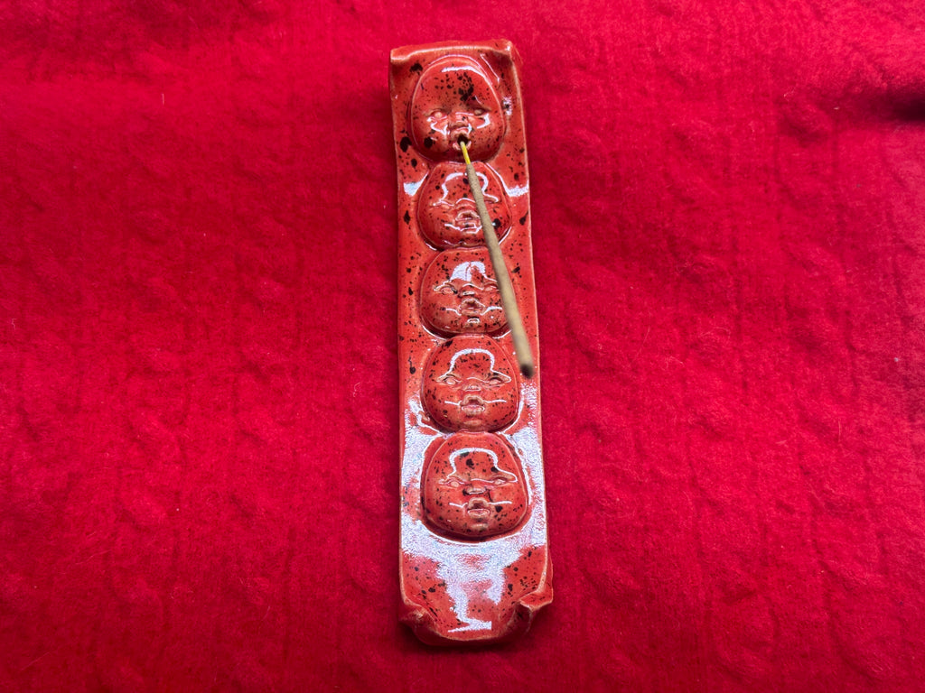 baby face incense holder - red & black