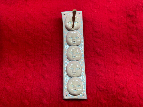 baby face incense holder - blue & pink