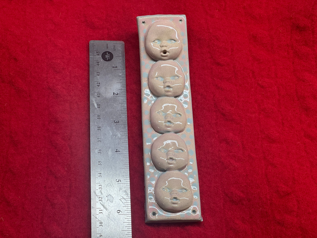 baby face incense holder - blue & pink