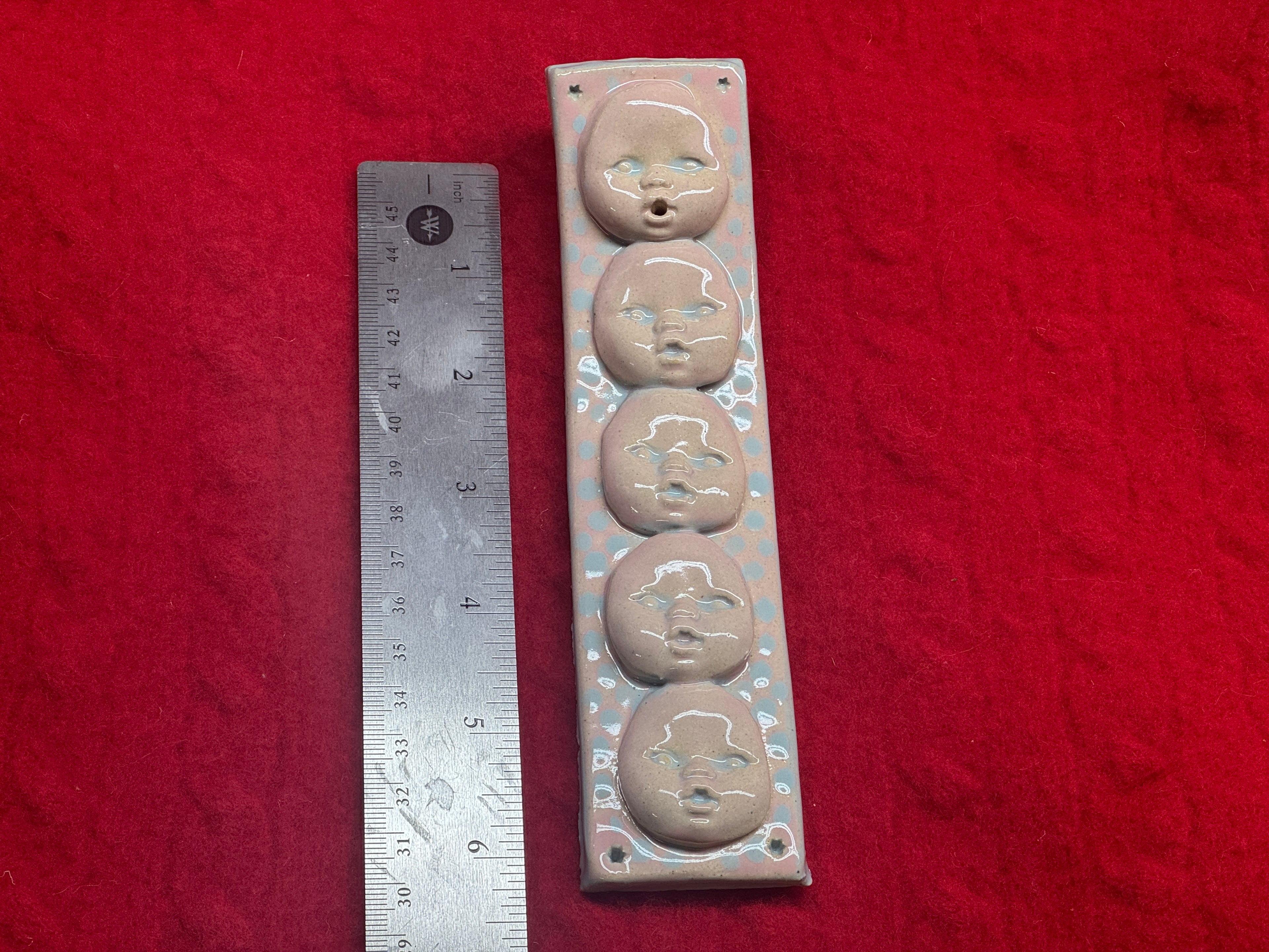 baby face incense holder - blue & pink