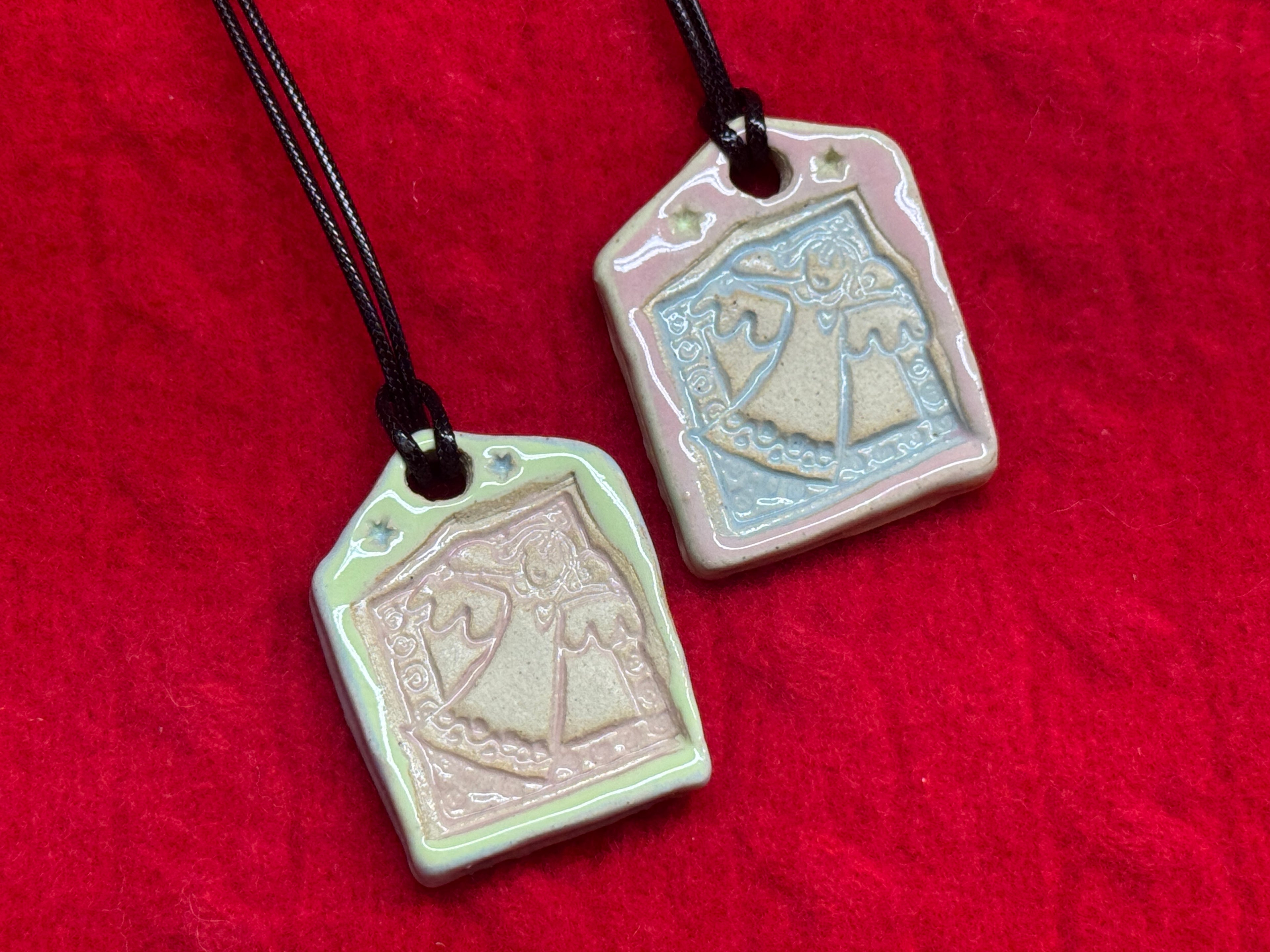 angel necklace - pink, blue, & green