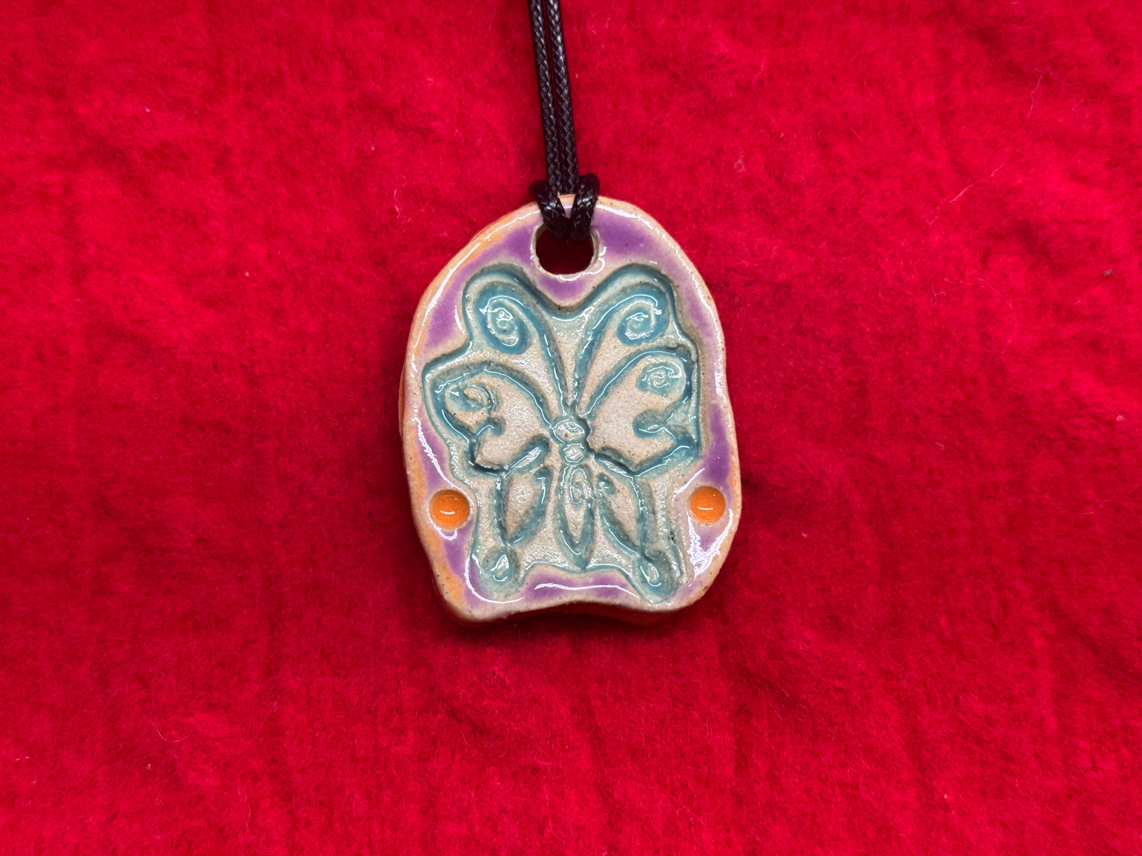 butterfly necklace - purple, blue, & orange