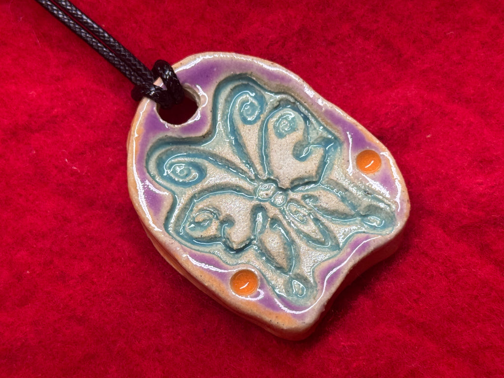 butterfly necklace - purple, blue, & orange