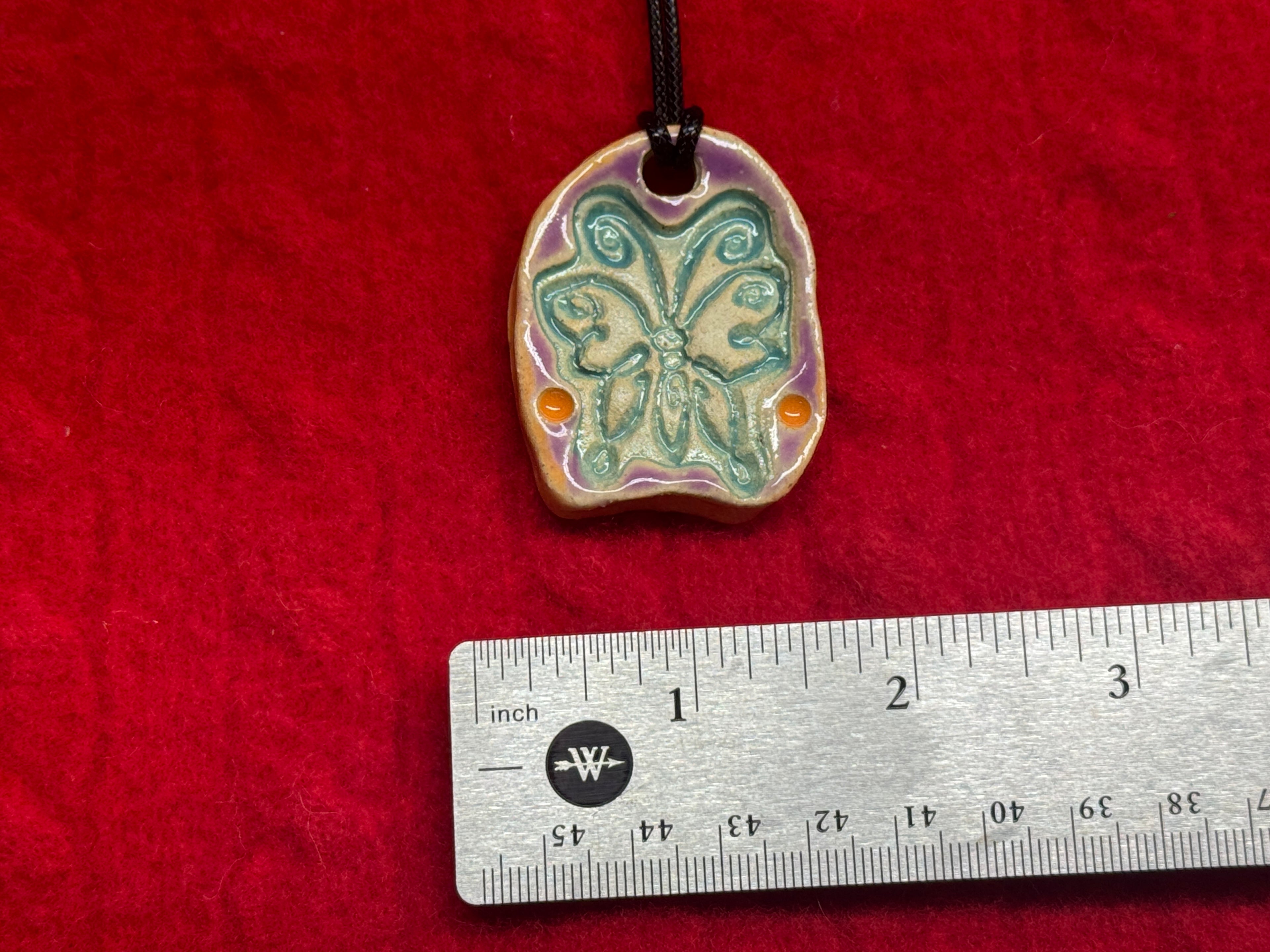 butterfly necklace - purple, blue, & orange