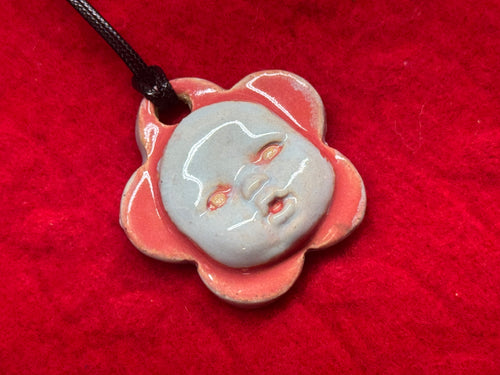 baby face necklace - blue & red