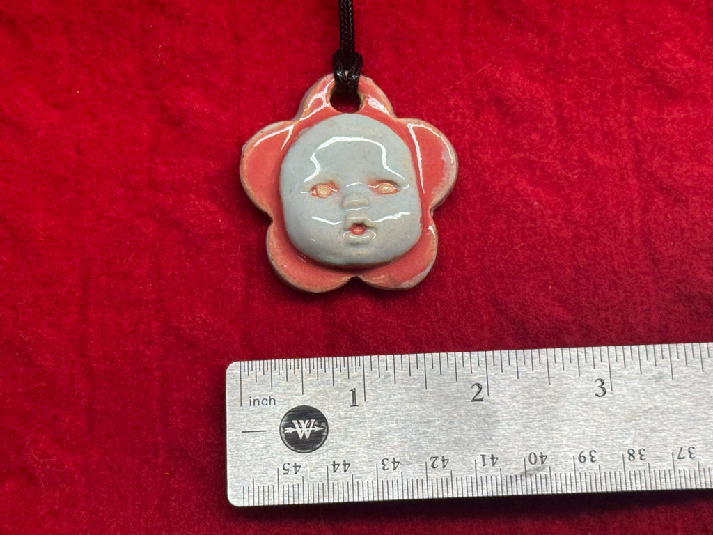 baby face necklace - blue & red