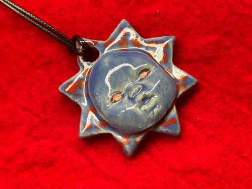 baby face necklace - blue & red