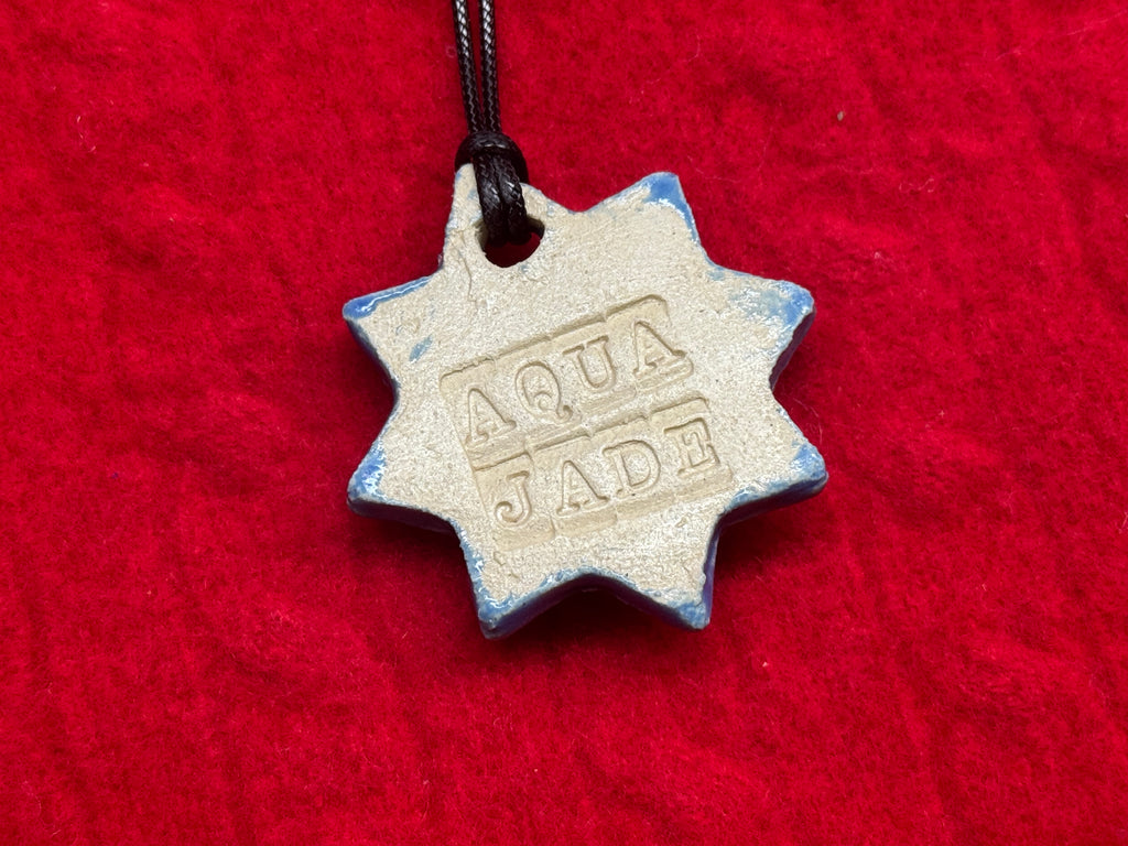baby face necklace - blue & red