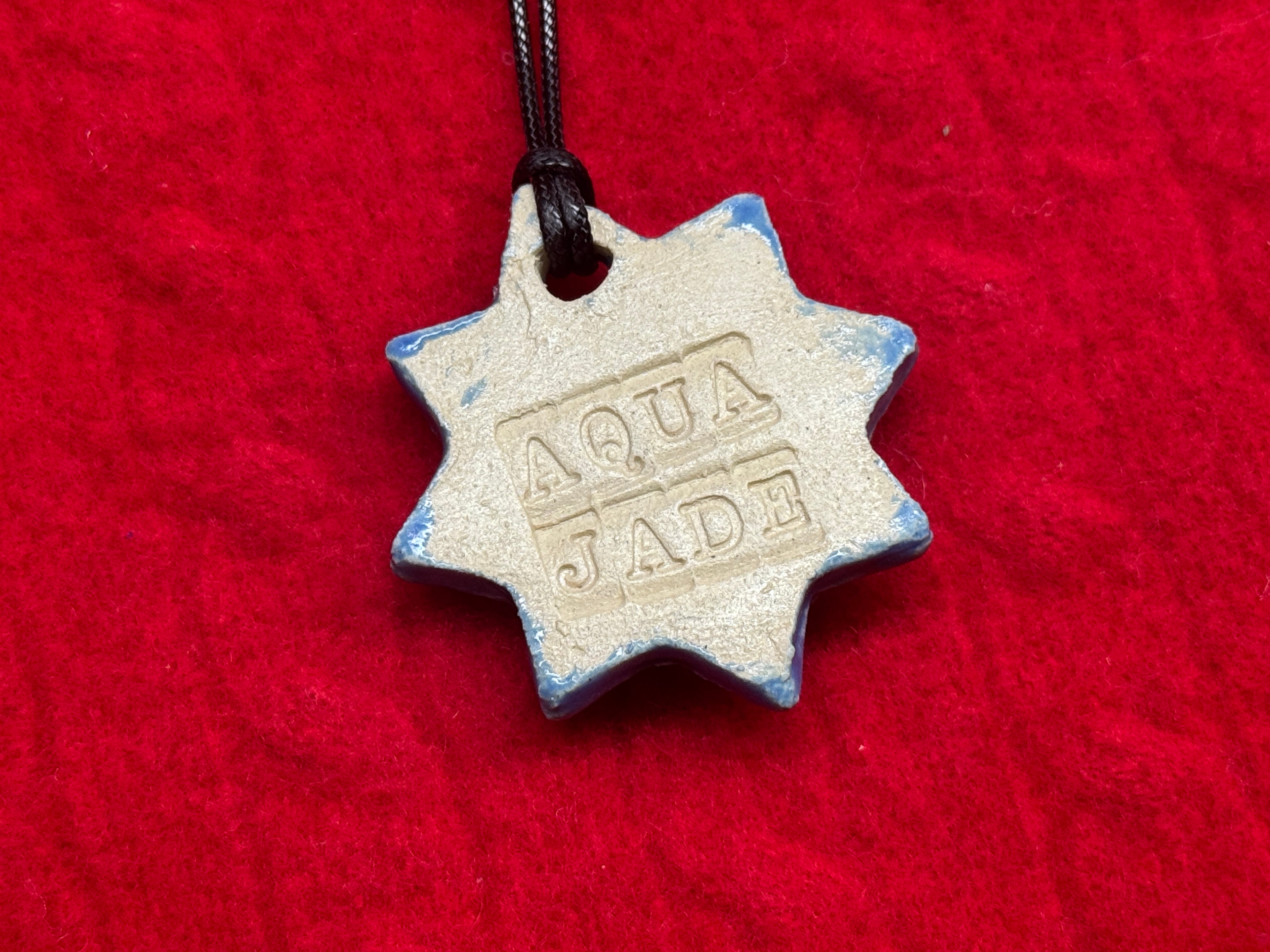 baby face necklace - blue & red