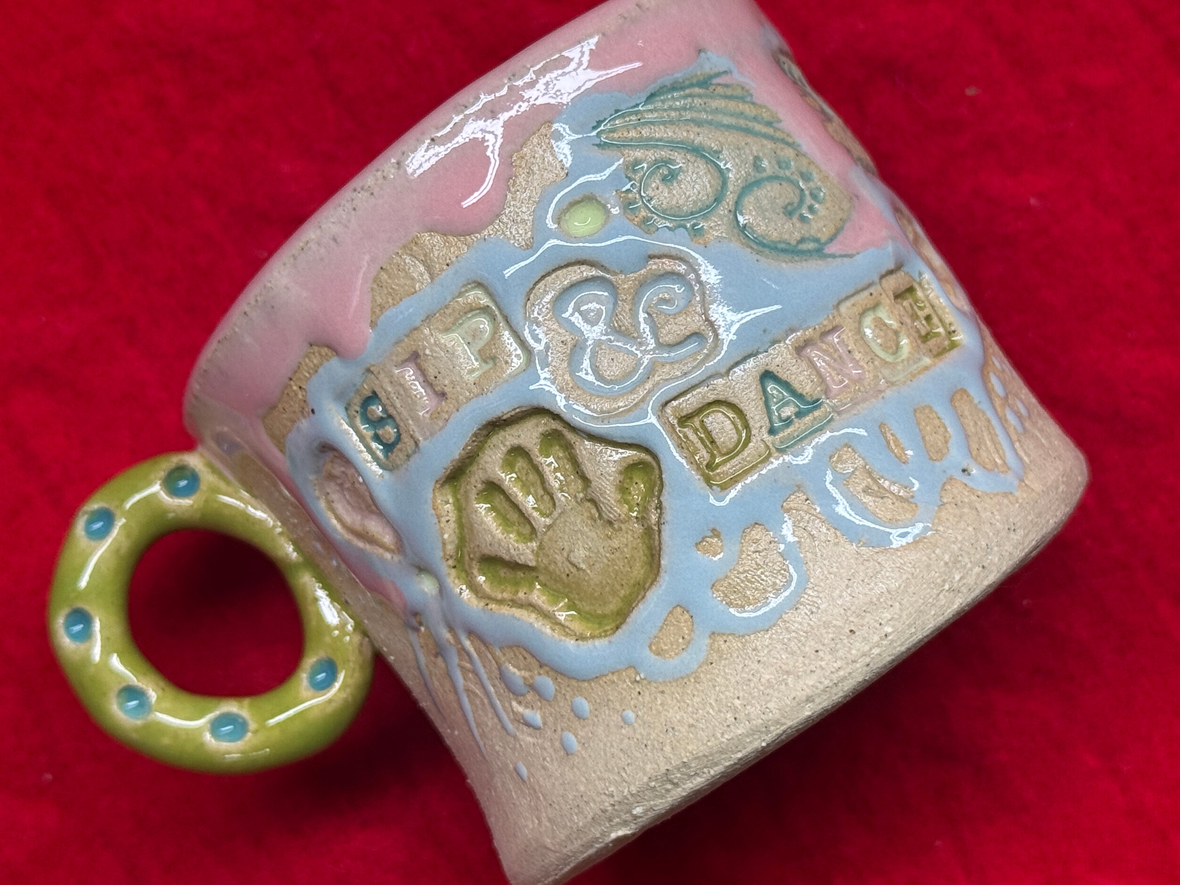 sip & dance espresso cup - pink, green, & blue